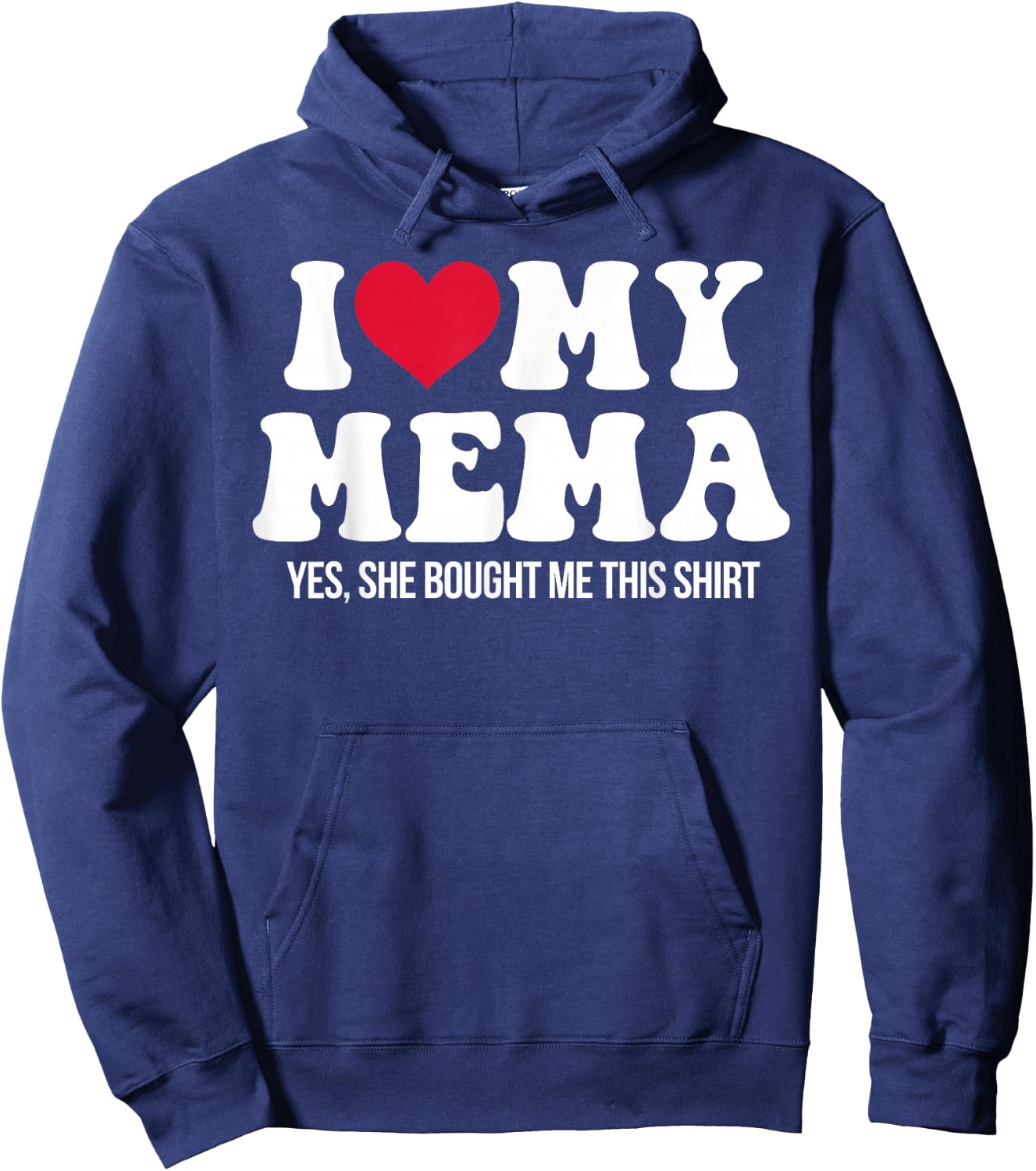 I Love My Mema, I Heart My Mema Shirt for Grandkids Grandson Hoodie - Hoodie | Navy