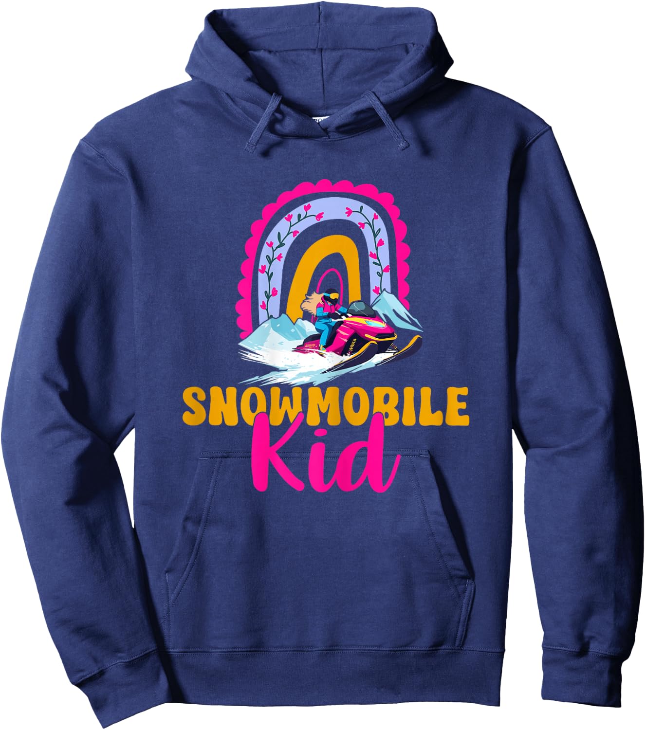 Snowmobile Kid Boho Rainbow Future Snowmobile Rider Hoodie - Hoodie | Navy