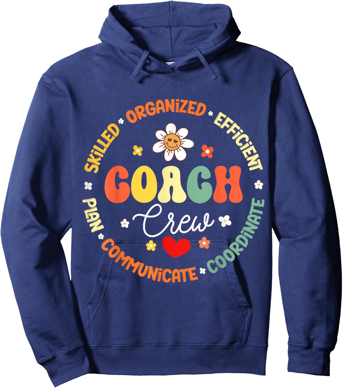 Groovy Instructional Coach Crew Back to School Group Hoodie - Hoodie | Navy
