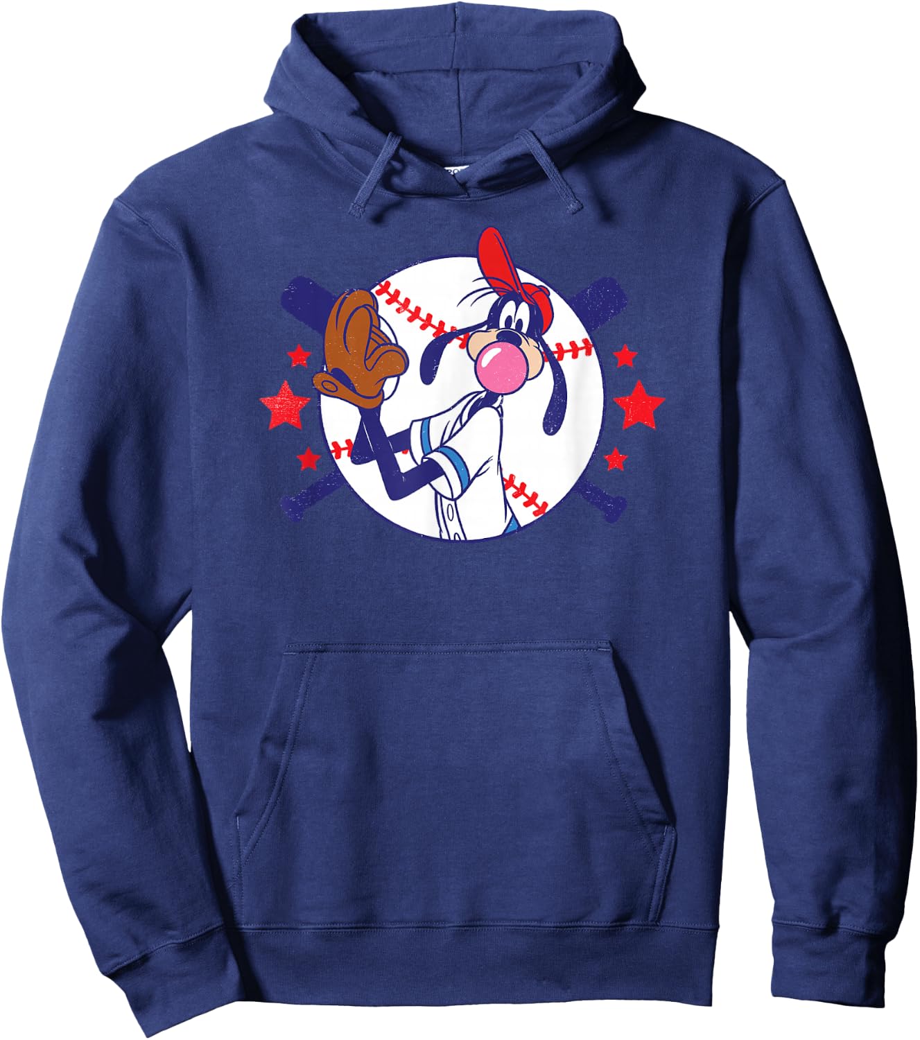 Disney Goofy Baseball Pitcher Bubble Gum Distressed Hoodie - Hoodie | Navy