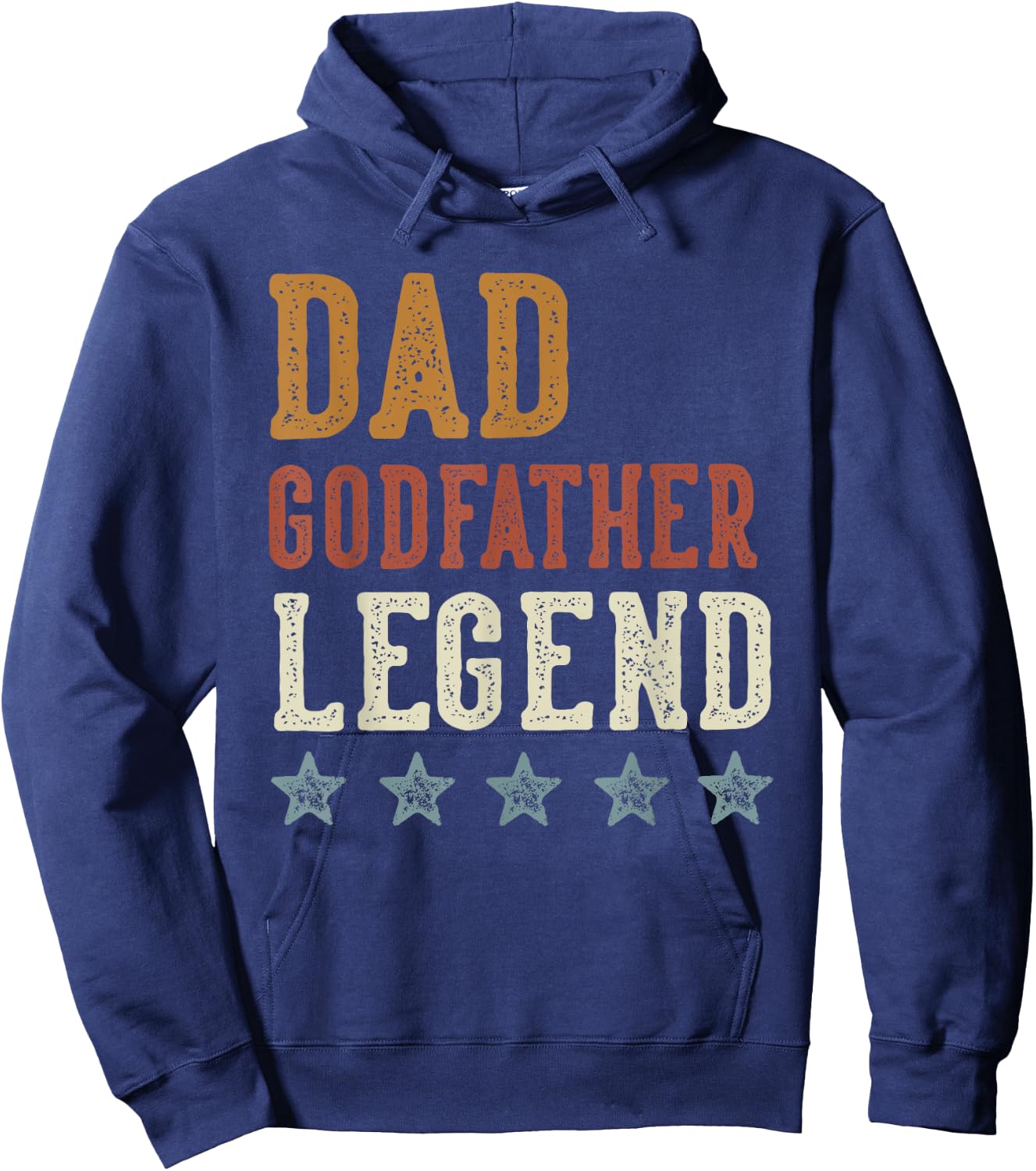 Dad Godfather Legend - Classic Retro Distressed Lettering Hoodie - Hoodie | Navy