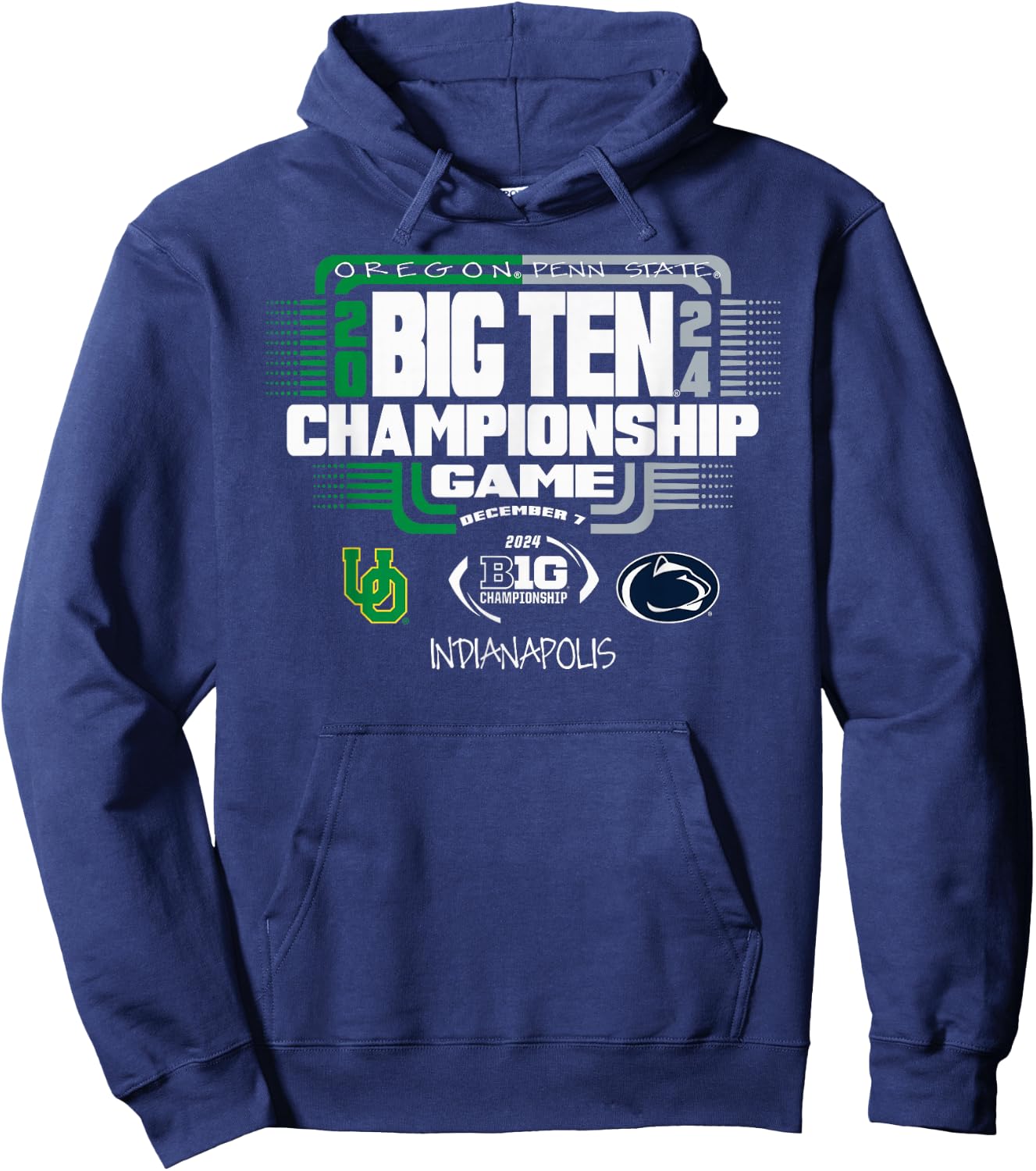 Oregon Ducks vs PSU Nittany Lions Big Ten Championship 2024 Hoodie - Hoodie | Navy