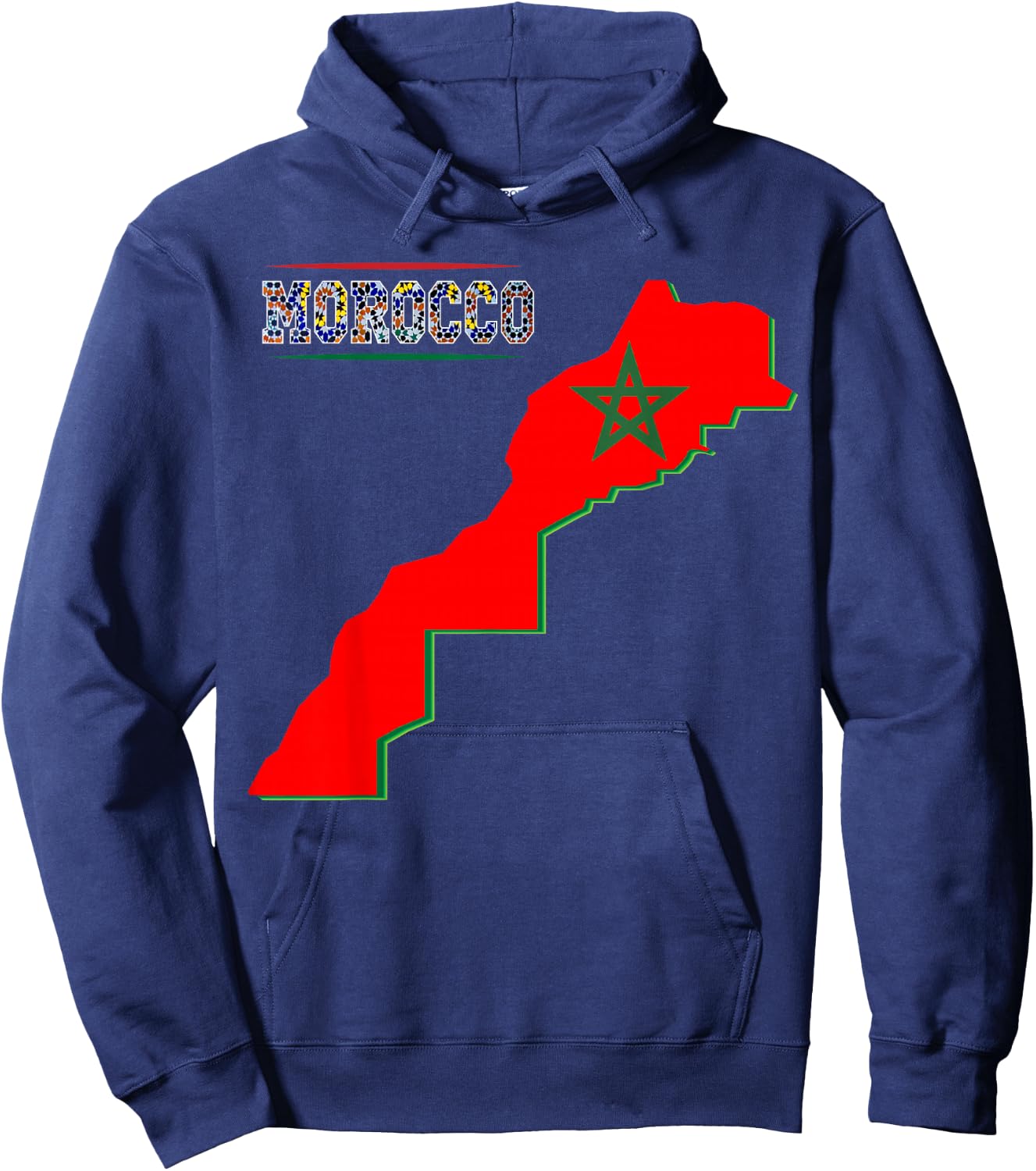 Morocco Map Flag Shirt Retro Moroccan Flag Morocco Men Women Hoodie - Hoodie | Navy