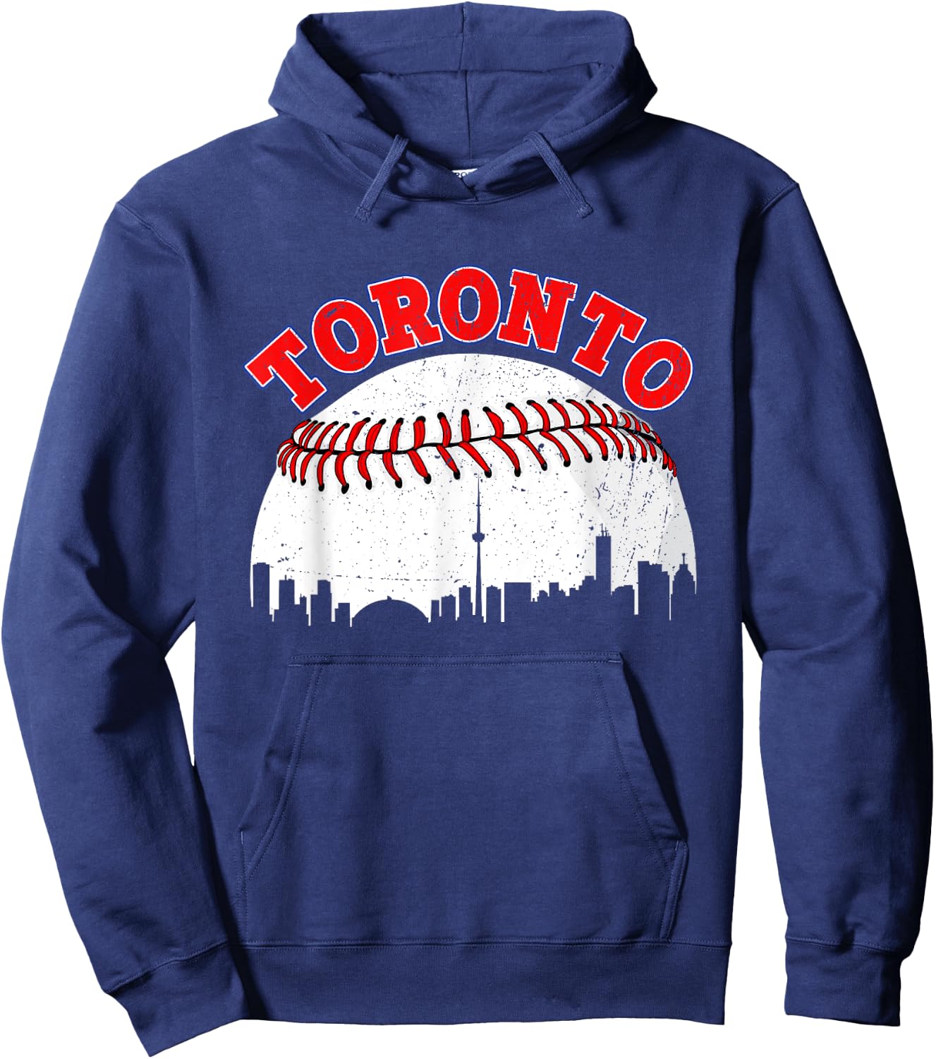 Distressed Baseball Toronto Cityscape Women Hoodie - Hoodie | Navy
