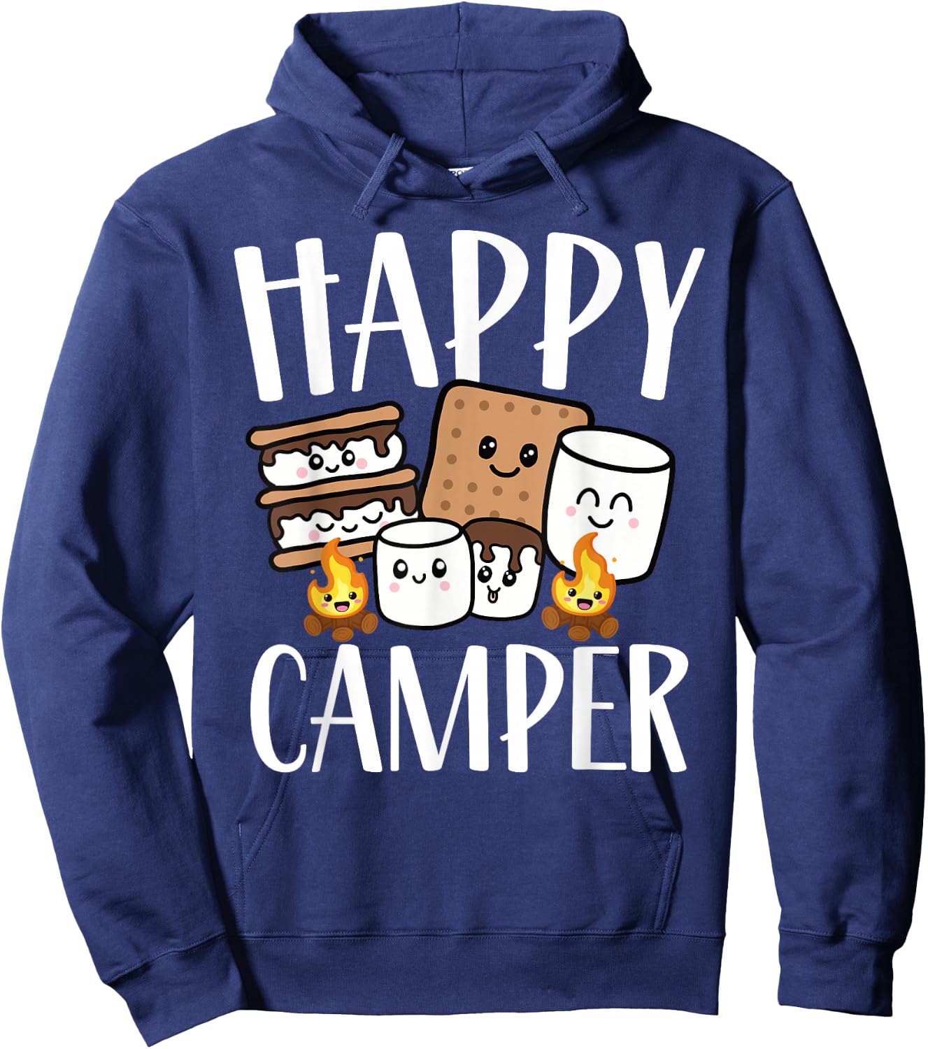 Kawaii Smore Happy Camper Camping Crew Trip Campfire Squad Hoodie - Hoodie | Navy