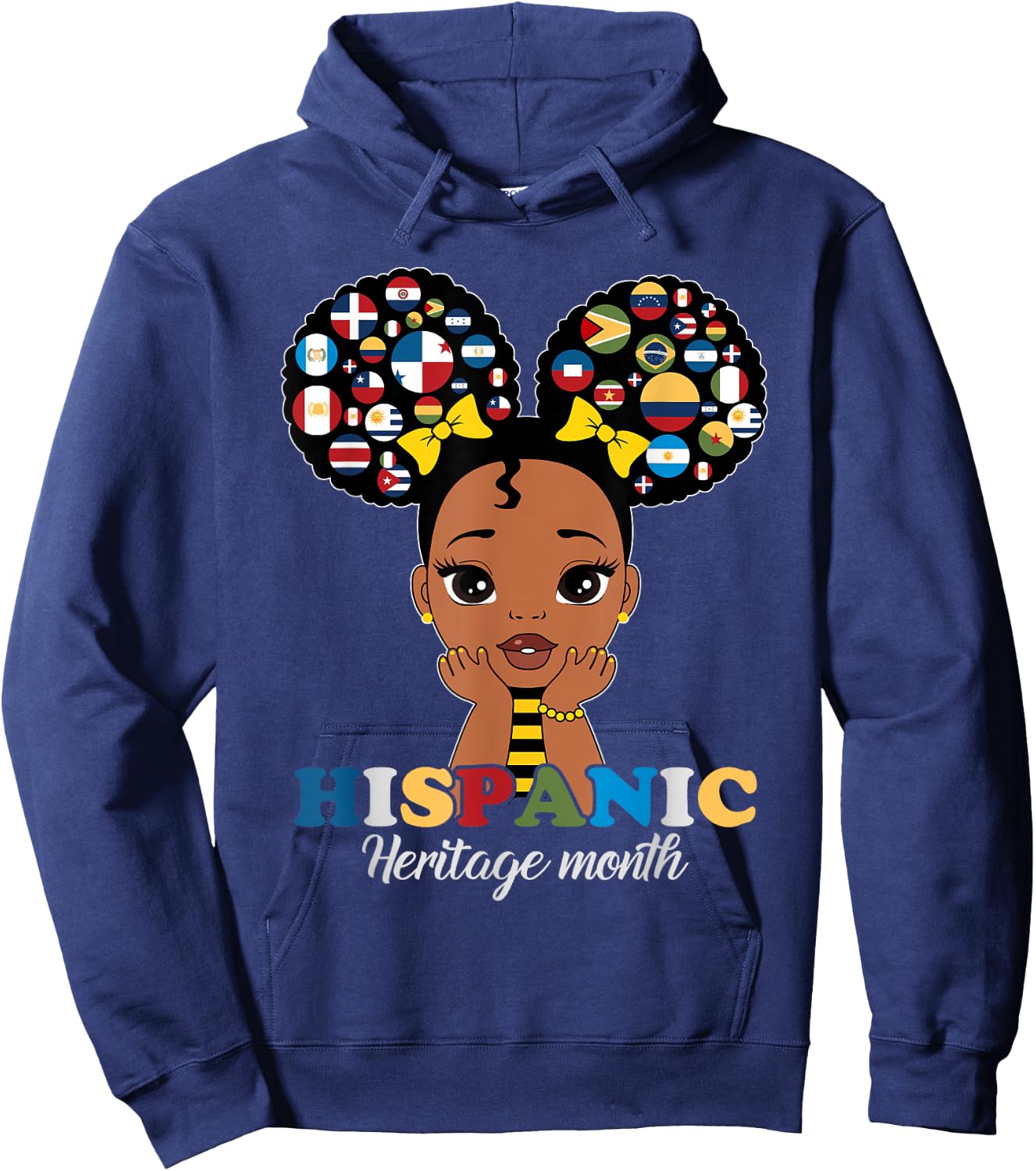 Girls Hispanic Heritage Month Latino Countries Flags Kids Hoodie - Hoodie | Navy