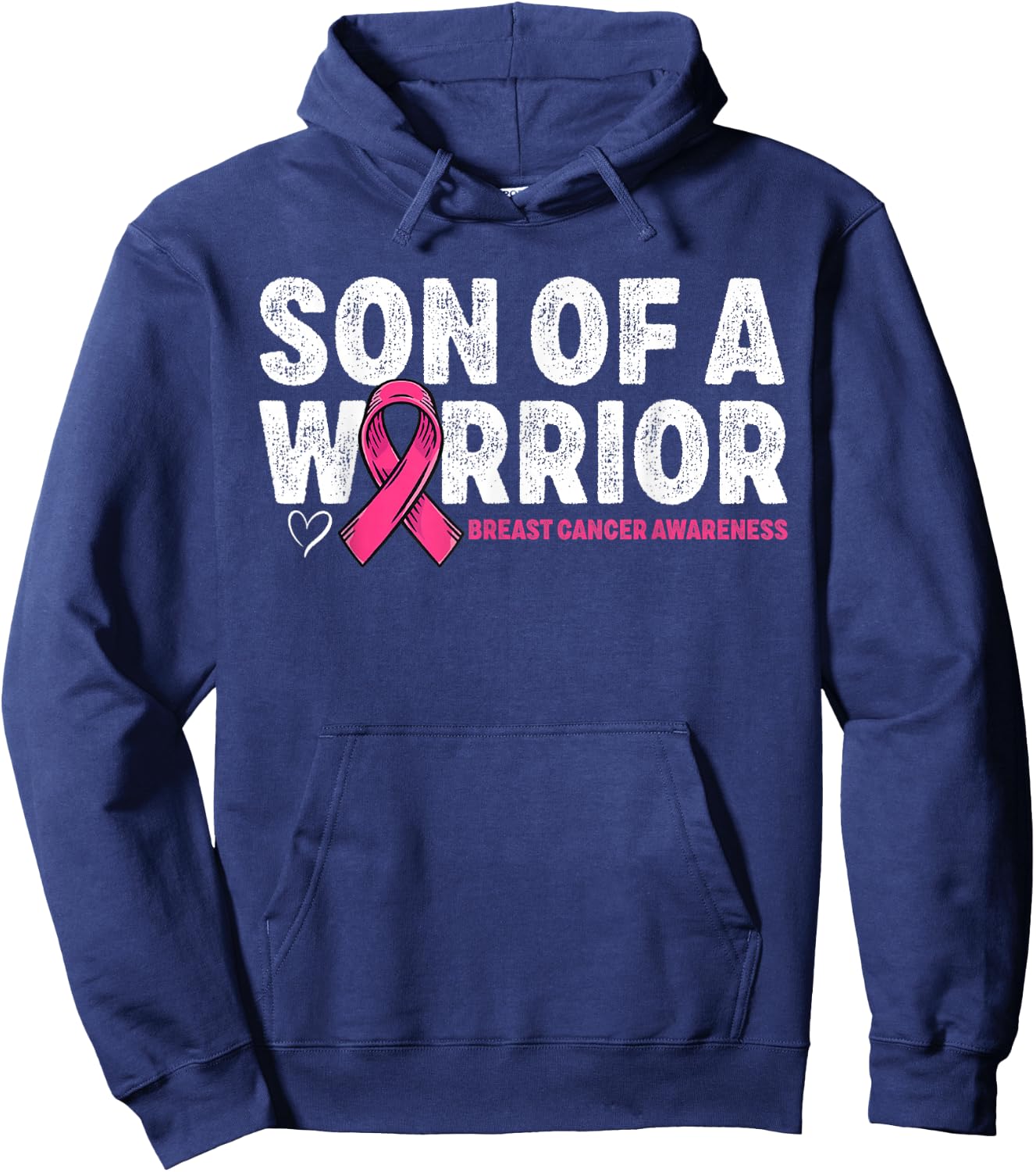 Son of A Warrior Breast Cancer Awareness Pink Ribbon Mom Hoodie - Hoodie | Navy