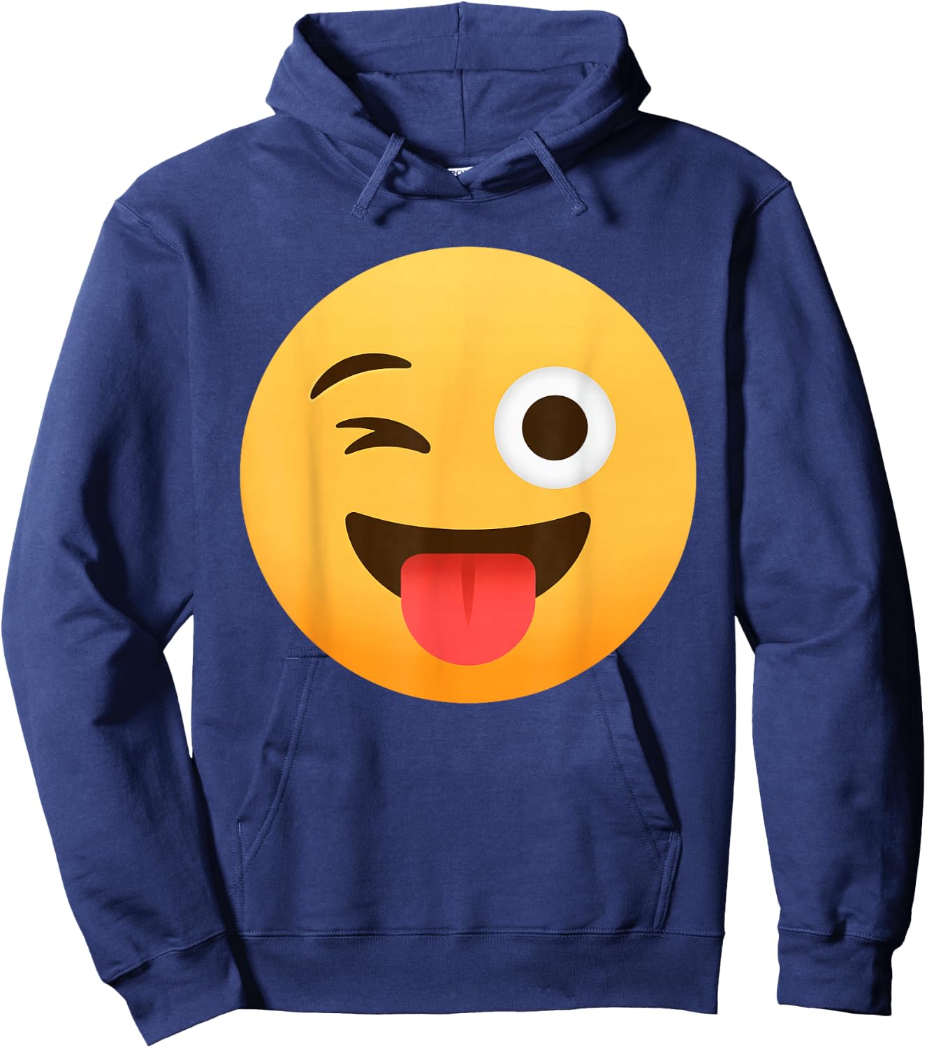 Funny Emoticon Winking Face Stuck-Out Tongue Winking Eye Hoodie - Hoodie | Navy