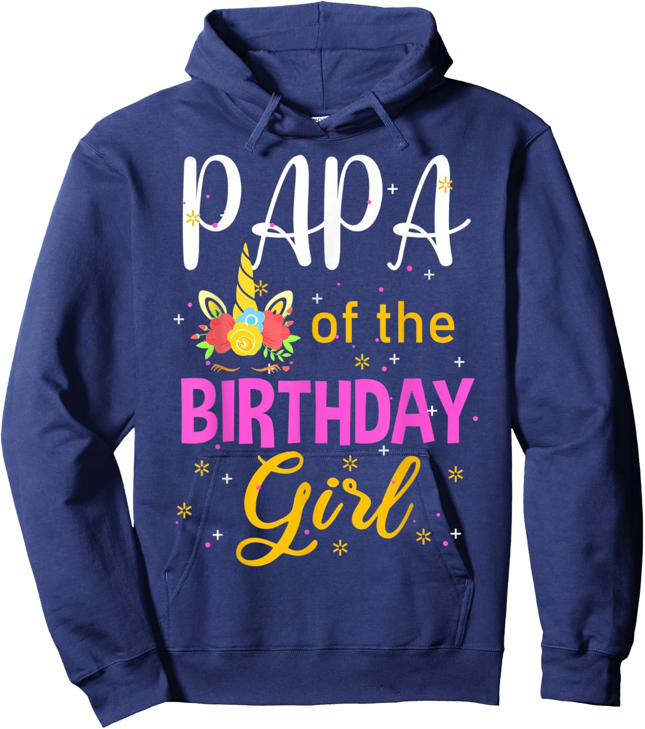 Papa of The Birthday Girl Unicorn Lover Funny Matching Hoodie - Hoodie | Navy