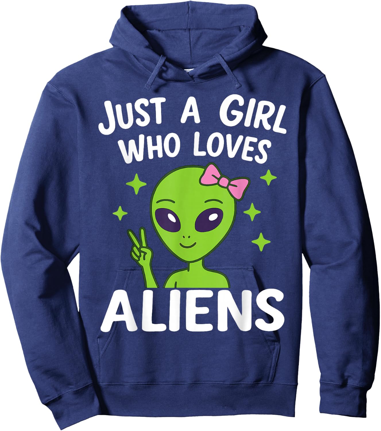 Just a Girl Who Loves Aliens Cute Kawaii Space Lover Women Hoodie - Hoodie | Navy