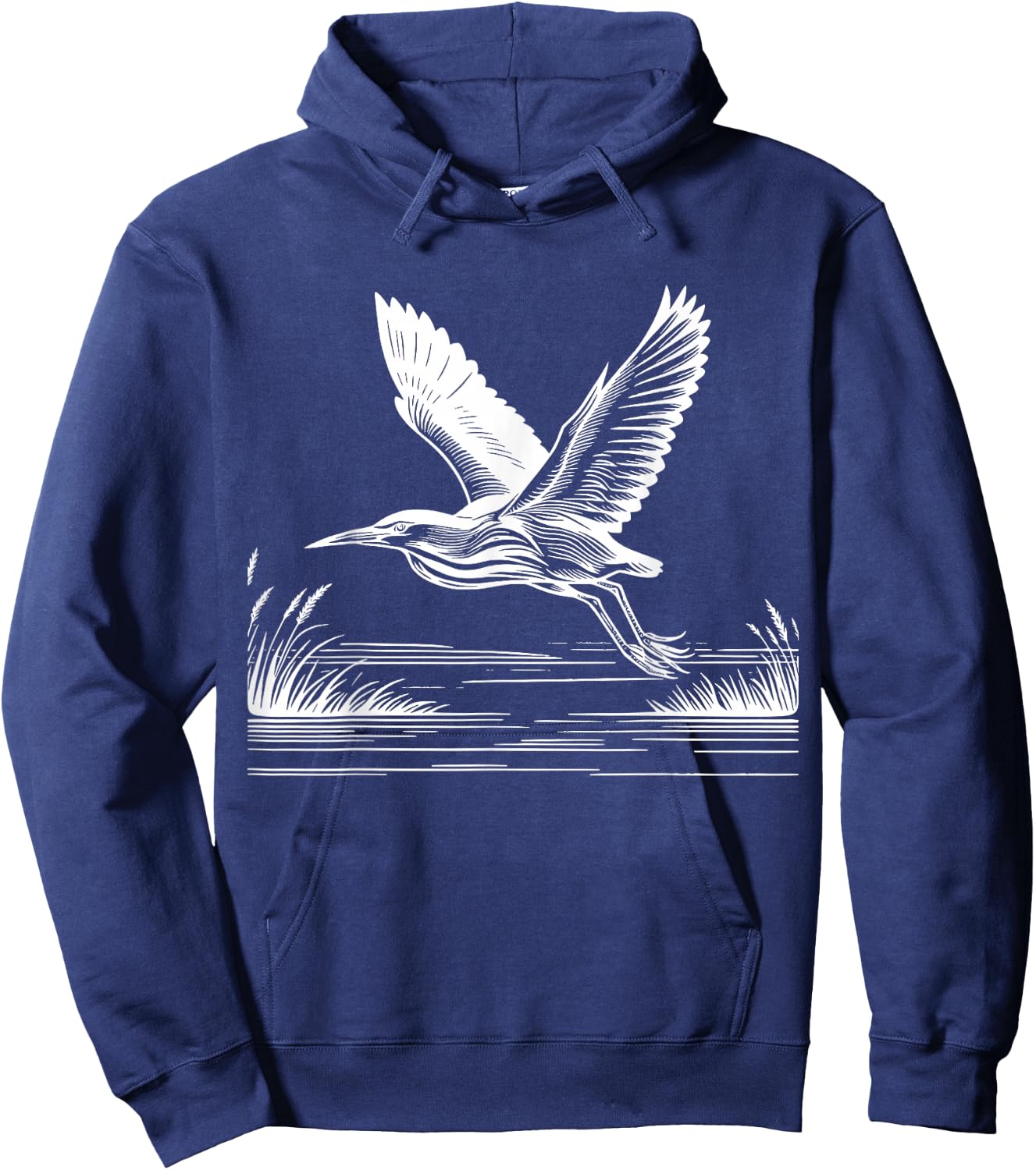 Line Art Bird & Ornithologist American Bittern Hoodie - Hoodie | Navy