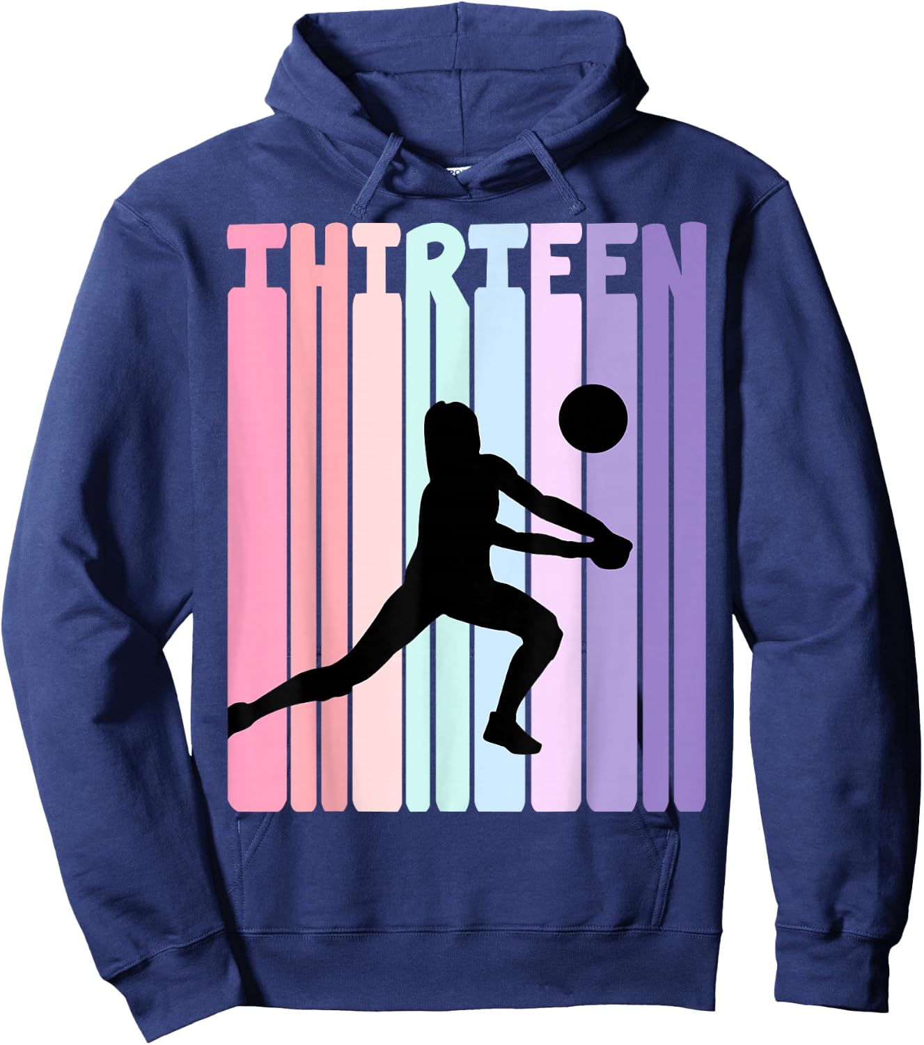 13th Birthday Retro Volleyball Girl Player 13 Years Old Kids Hoodie - Hoodie | Navy