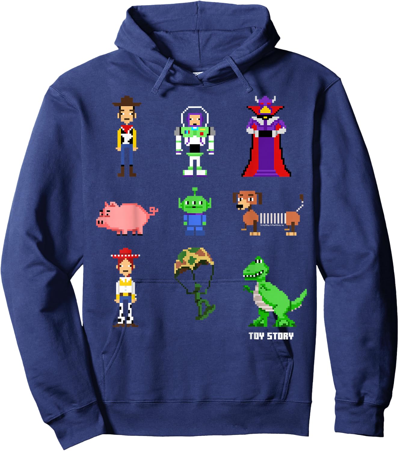 Disney Pixar Toy Story Pixel Toys 8 Bit Retro Style Icons Hoodie - Hoodie | Navy