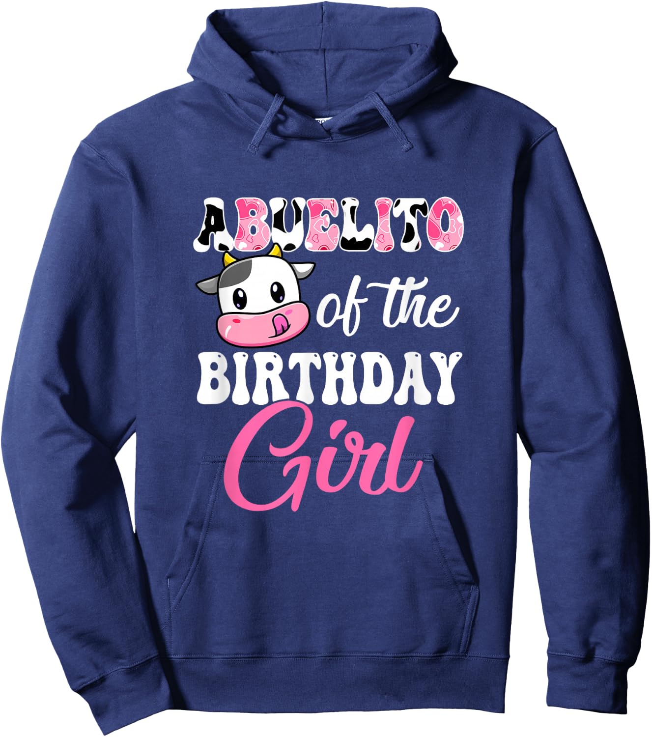Abuelito Of The Birthday Girl Farm Cow 1St Birthday Girl Hoodie - Hoodie | Navy
