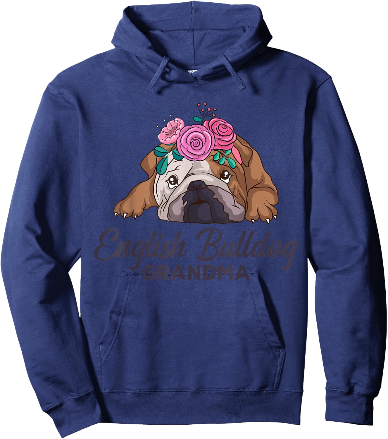English Bulldog Grandma Dog Lover Owner Women Hoodie - Hoodie | Navy