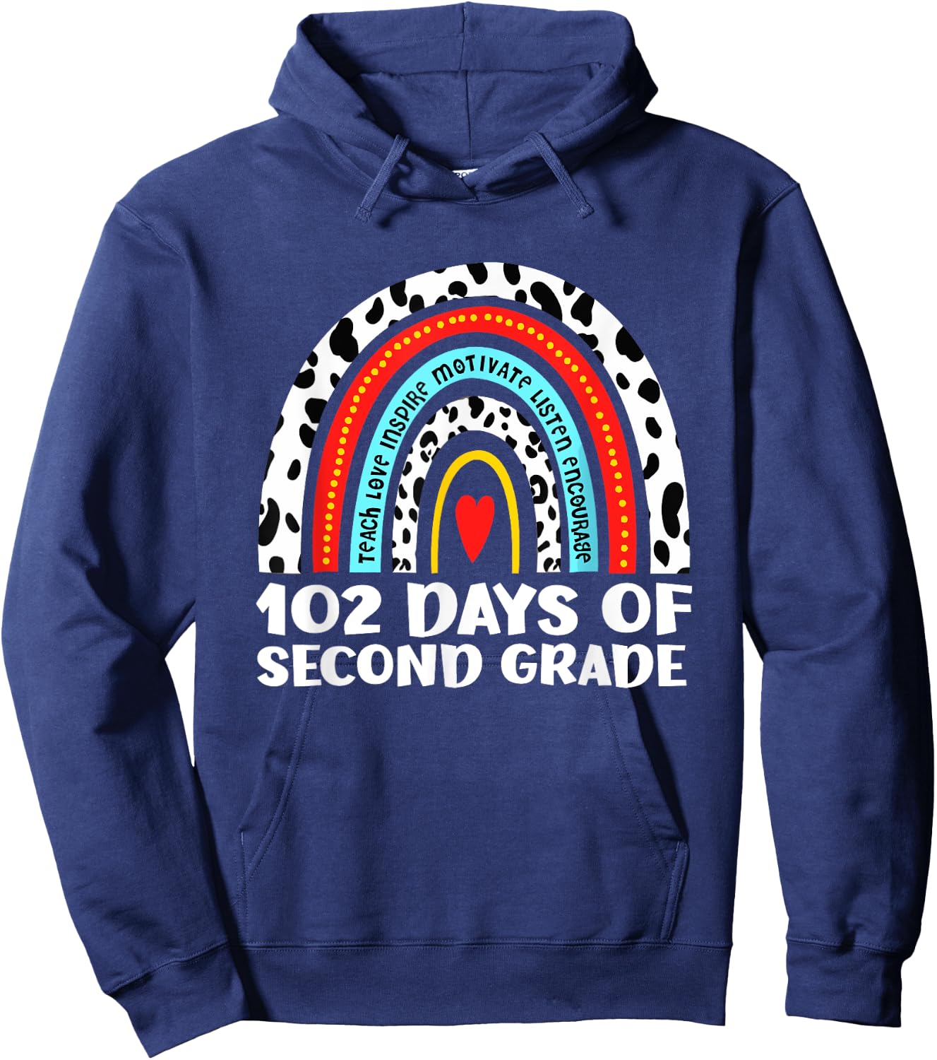 102 Day Of 2nd Grade Rainbow 102 Day Of Second Grade Hoodie - Hoodie | Navy