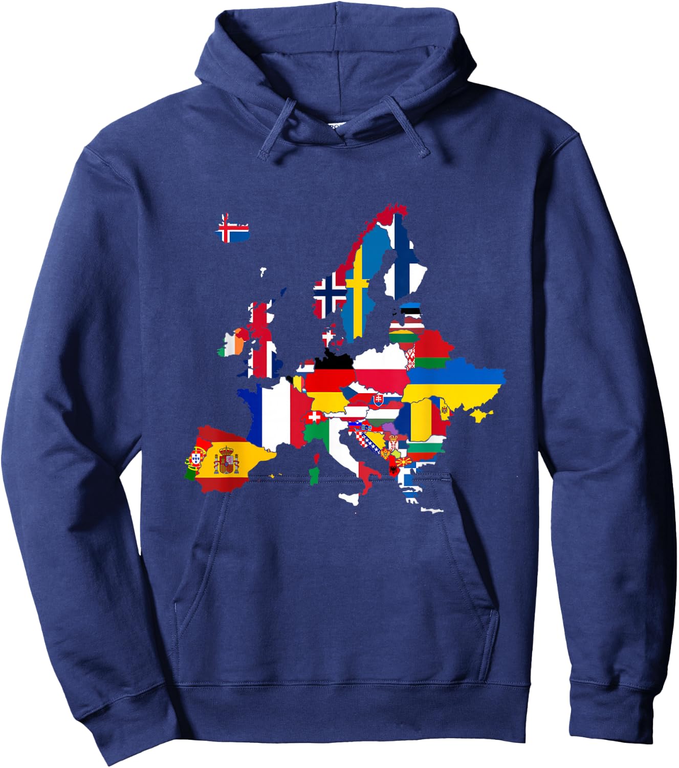 Europe, European flags, European flags, map of Europe. Hoodie - Hoodie | Navy