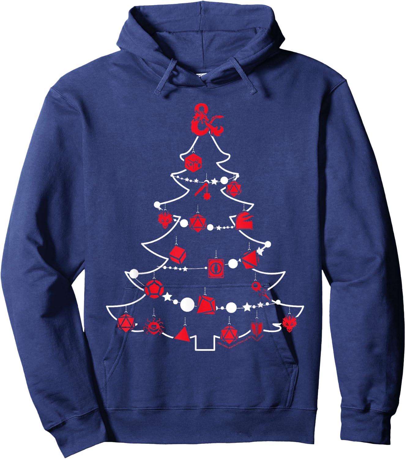 Dungeons & Dragons Christmas Tree Dice Baubles Hoodie - Hoodie | Navy