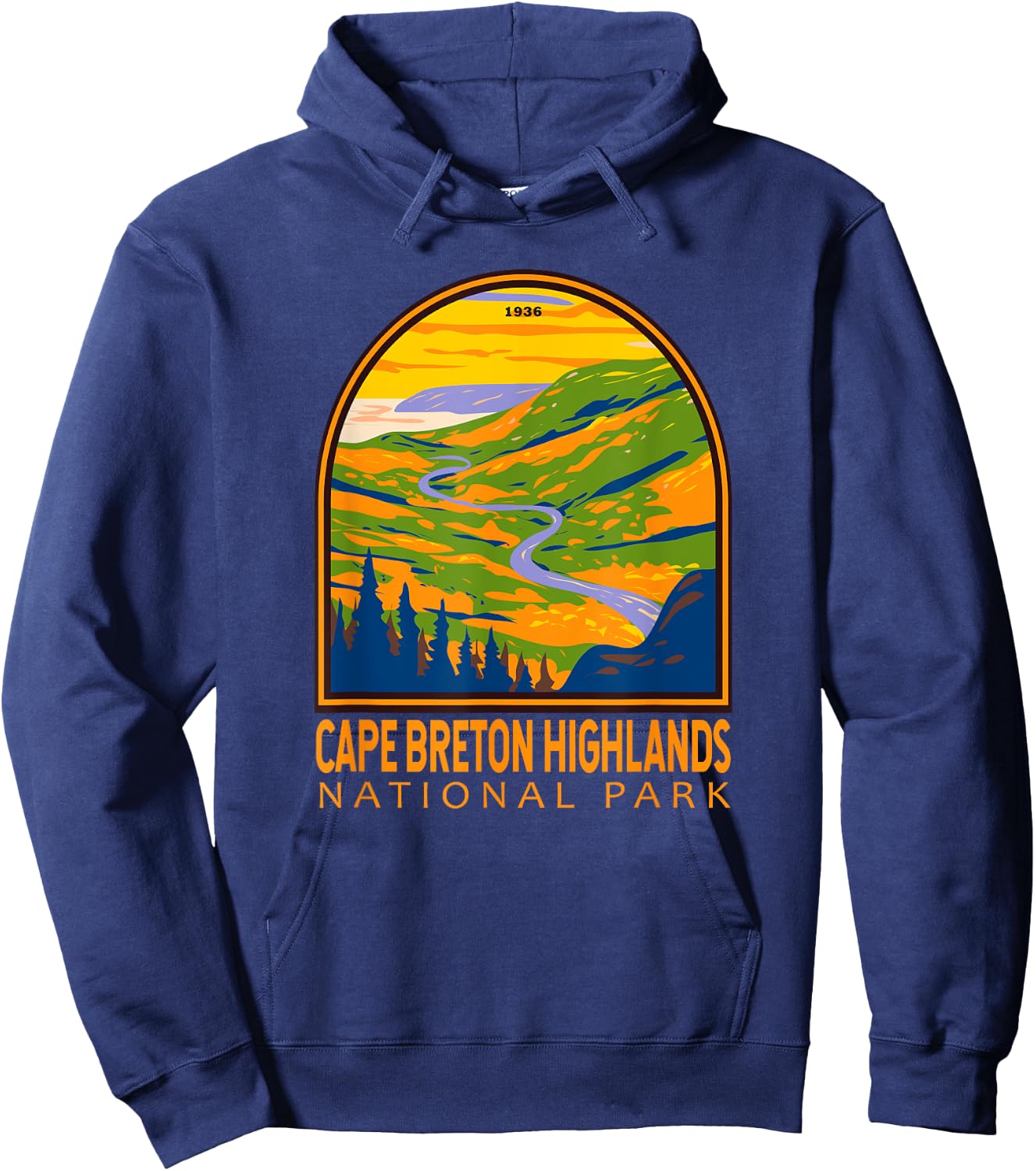 Cape Breton Highlands National Park Canada Vintage Emblem Hoodie - Hoodie | Navy