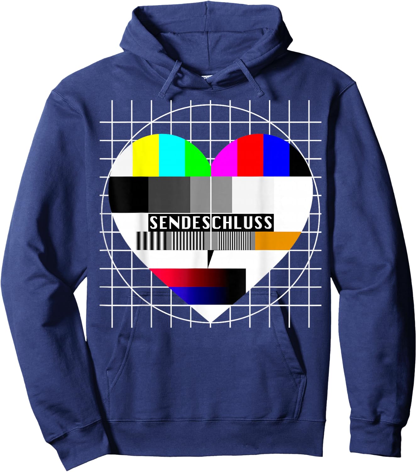 Testbild Heart Sendeschluss TV 90s Party 80s Costume Hoodie - Hoodie | Navy