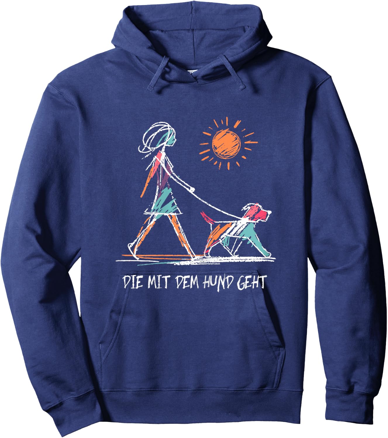 Women's with German Text "Die Mit Dem Hund Geht" [German Language], black Hoodie - Hoodie | Navy