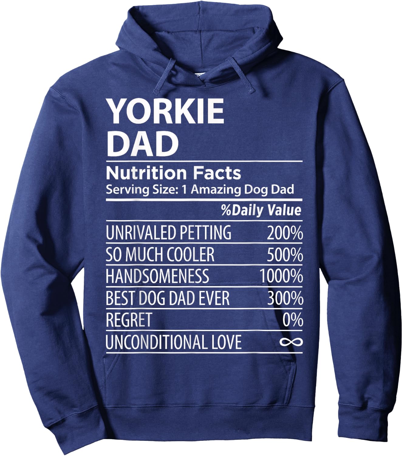 Yorkie Dad Nutrition Facts Funny Yorkie Dog Owner Hoodie - Hoodie | Navy