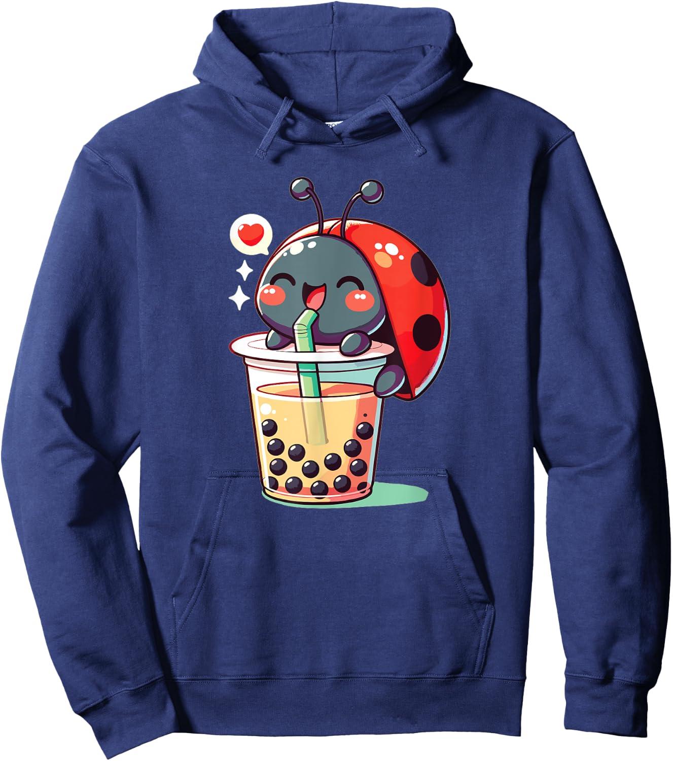 Kawaii Ladybug Bubble Tea Boba Ladybug Hoodie - Hoodie | Navy