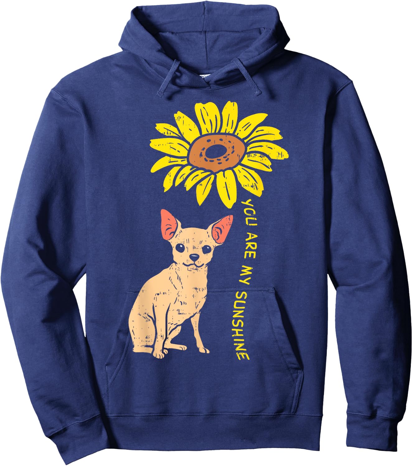 Sunflower Sunshine Chihuahua Chiwawa Dog Girls Women Gift Hoodie - Hoodie | Navy