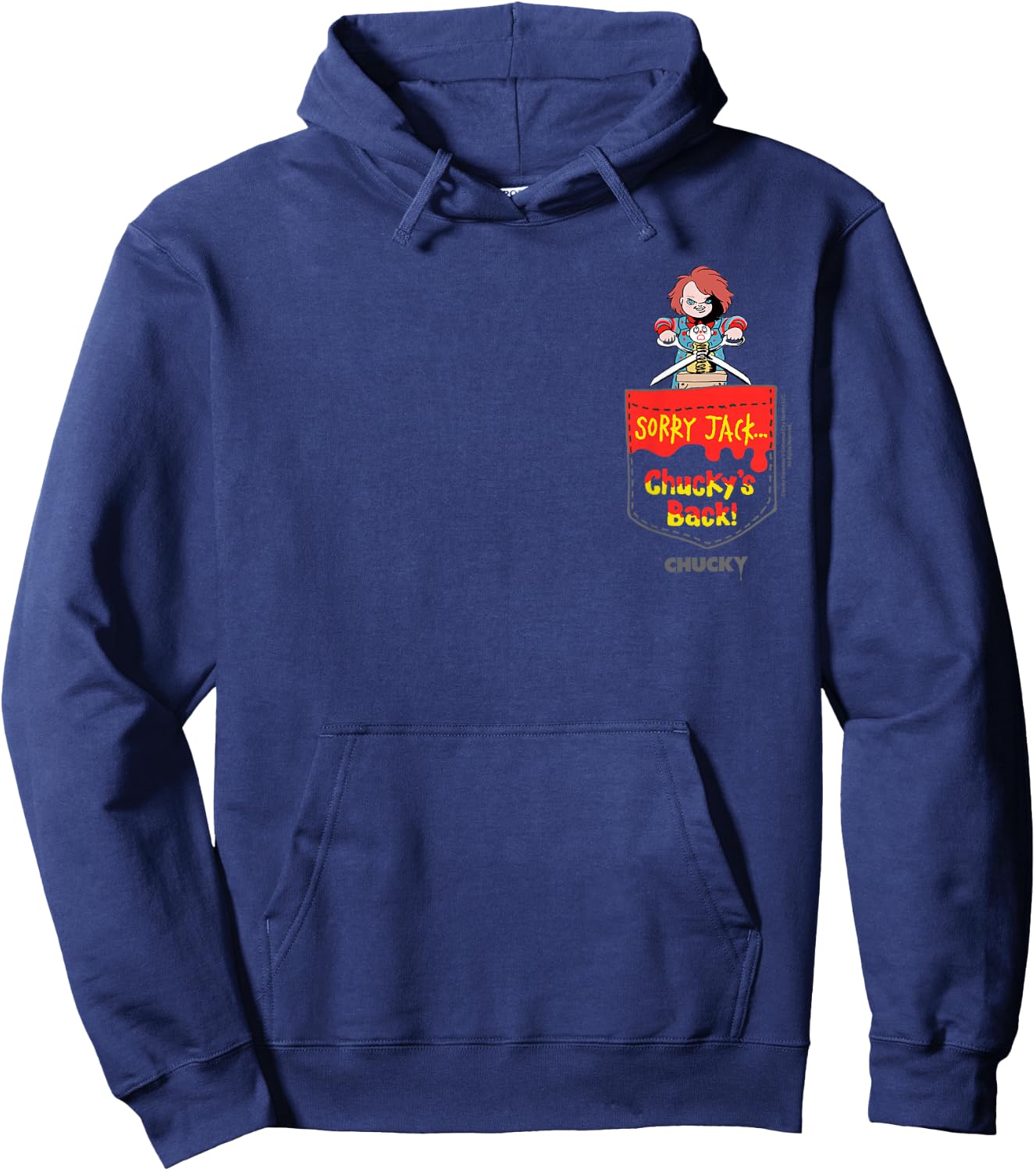 Chucky Sorry Jack…chucky’s Back Faux Pocket Hoodie - Hoodie | Navy