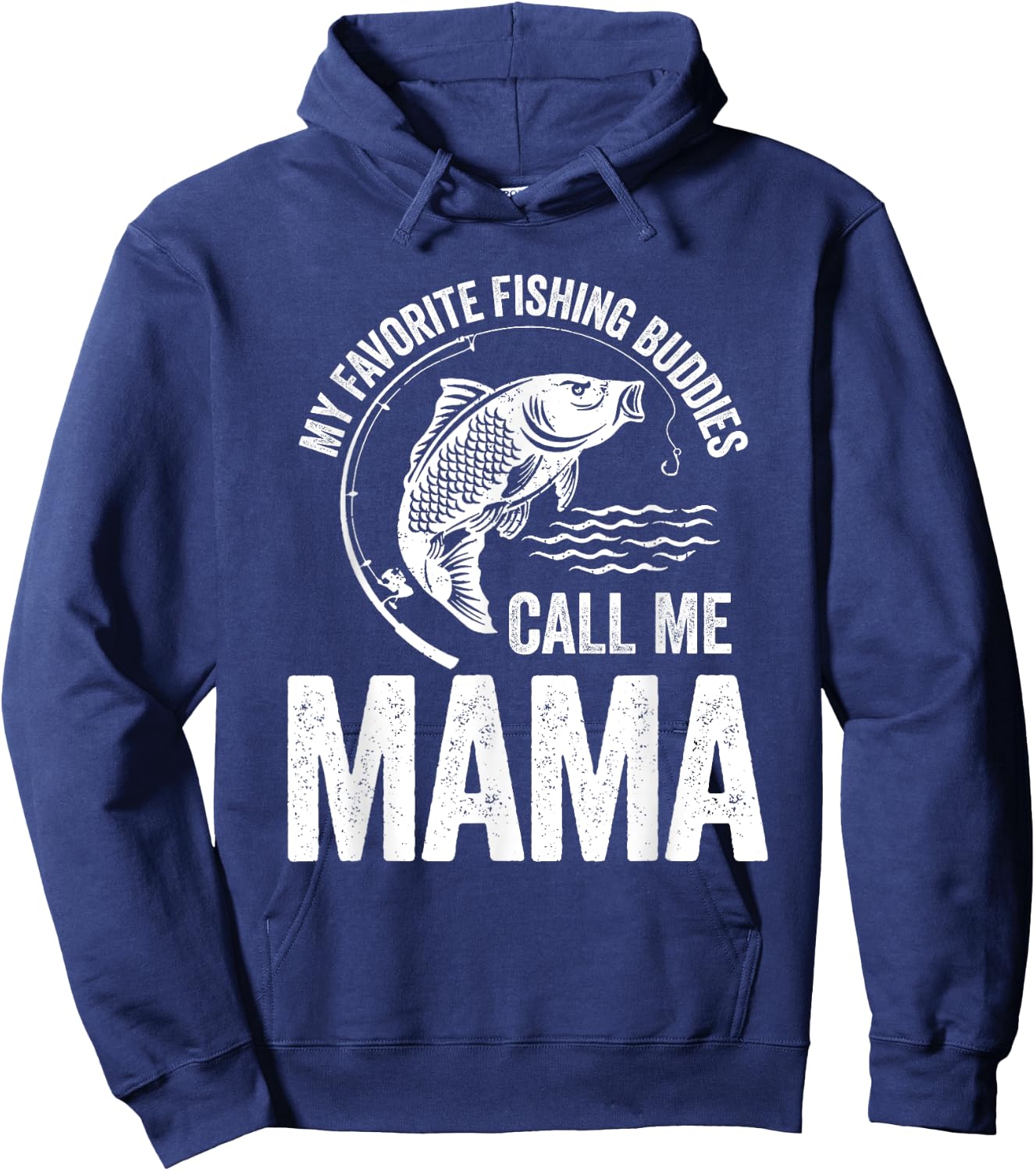 My Favorite Fishing Buddy Call Me Mama Fish Mother's Day Hoodie - Hoodie | Navy