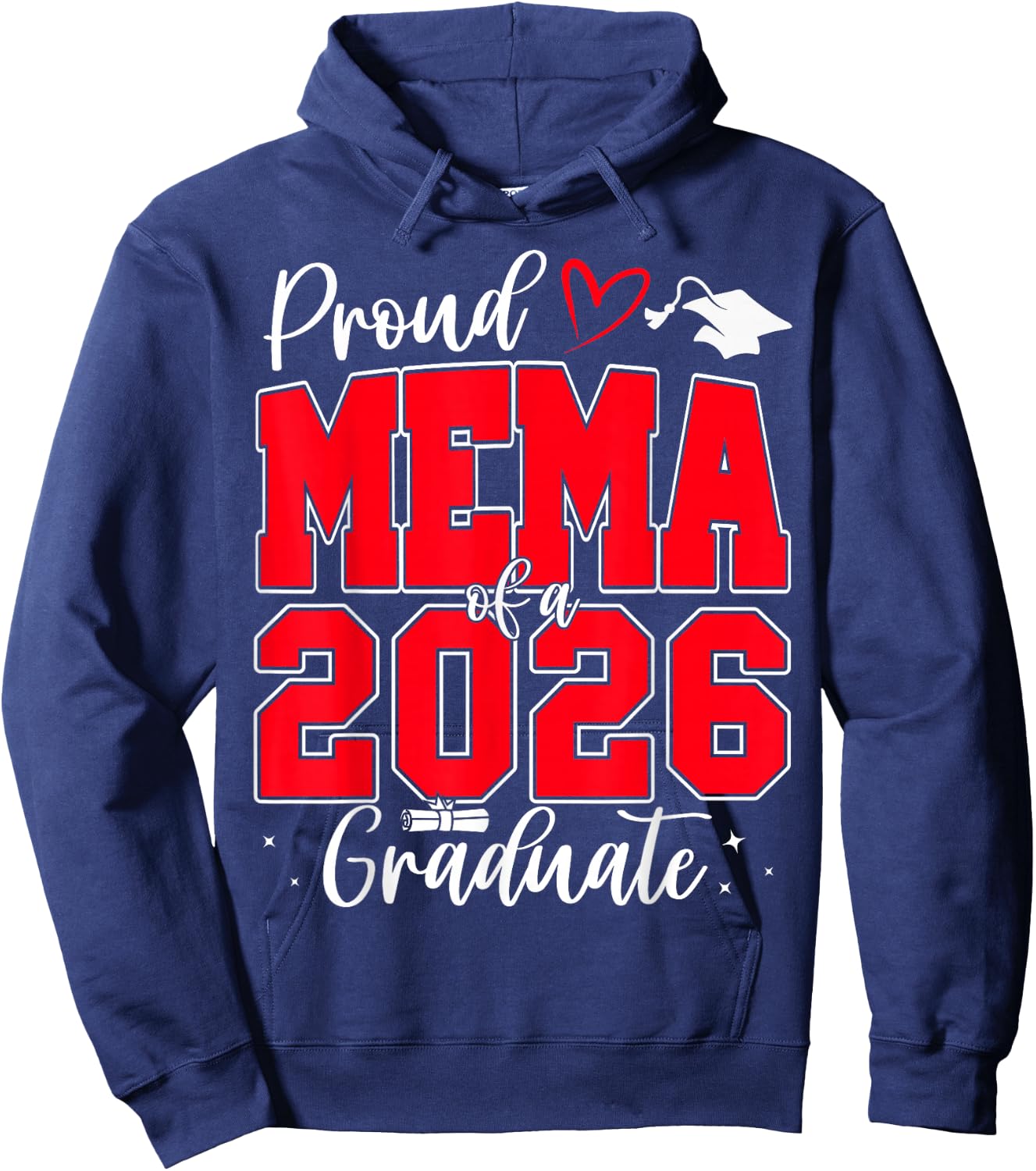 Proud Mema of a Class of 2026 Graduate Senior Graduation Hoodie - Hoodie | Navy