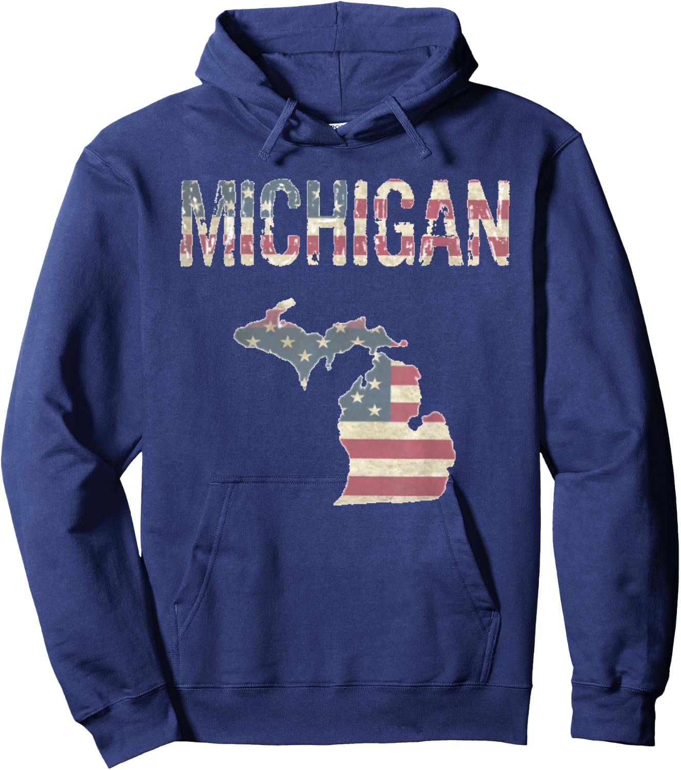 Michigan Patriotic 4th Of July Distressed Flag Great Lakes Hoodie - Hoodie | Navy