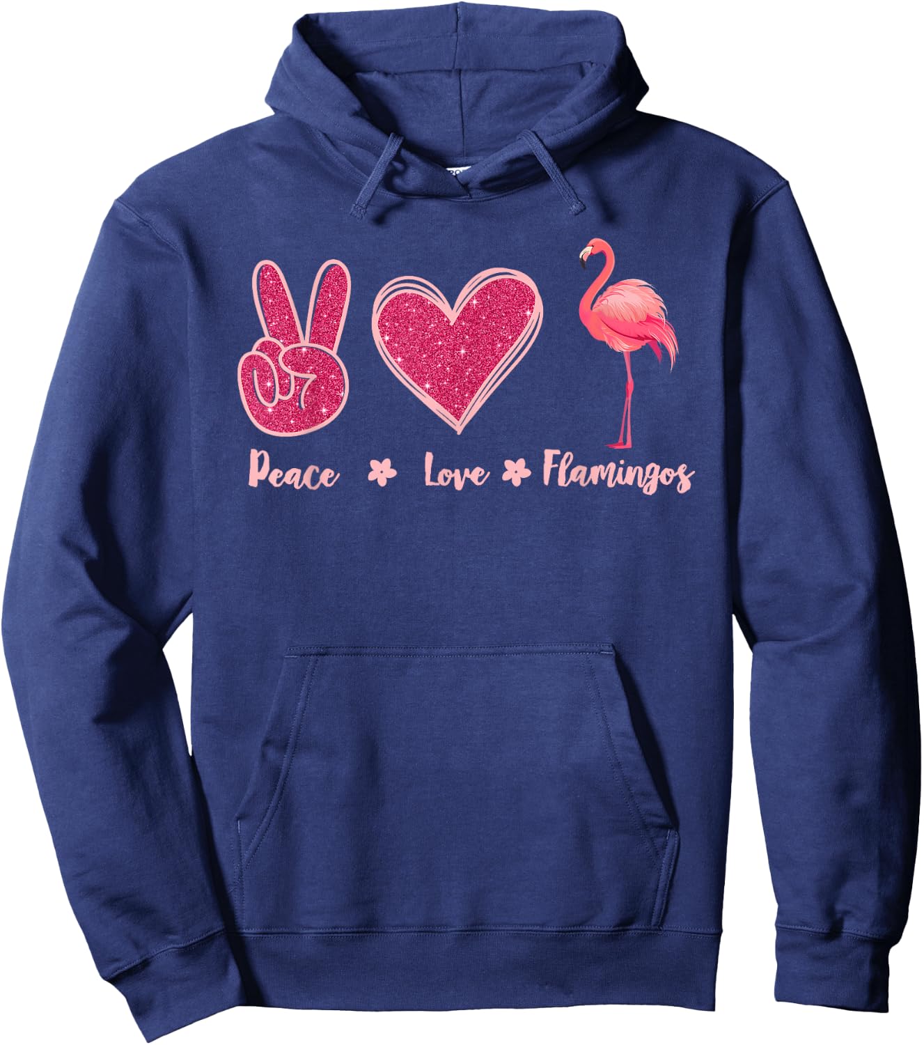 Peace Love Flamingo Lover Women Outfits Pink Flamingos Hoodie - Hoodie | Navy