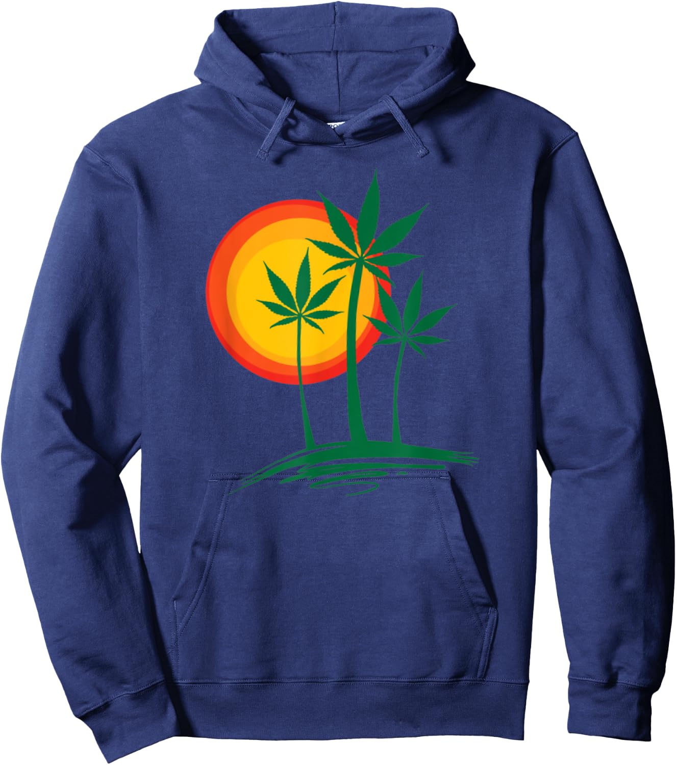 Beautiful Marijuana Weed Palm Tree Paradise Hoodie - Hoodie | Navy
