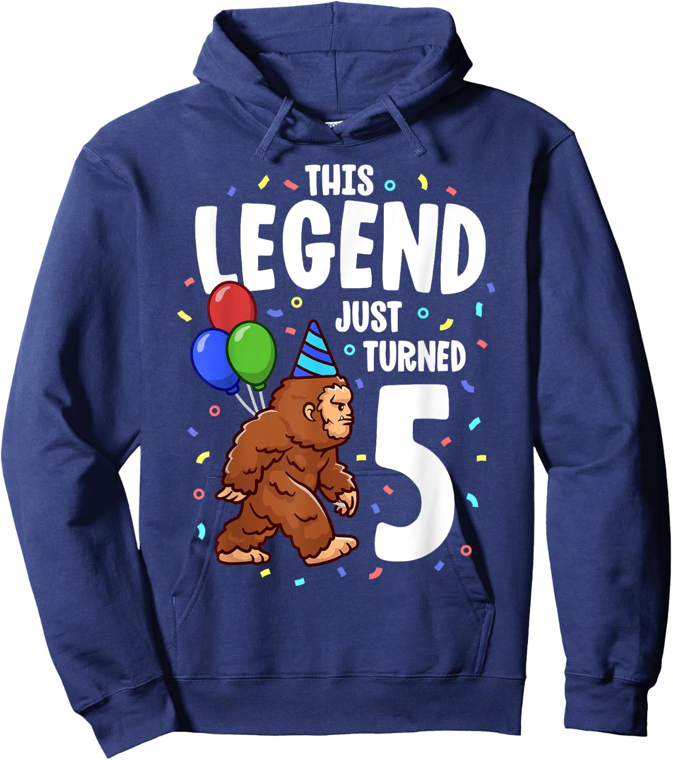 Bigfoot Birthday Party 5 Years Old Sasquatch Theme Boys Hoodie - Hoodie | Navy