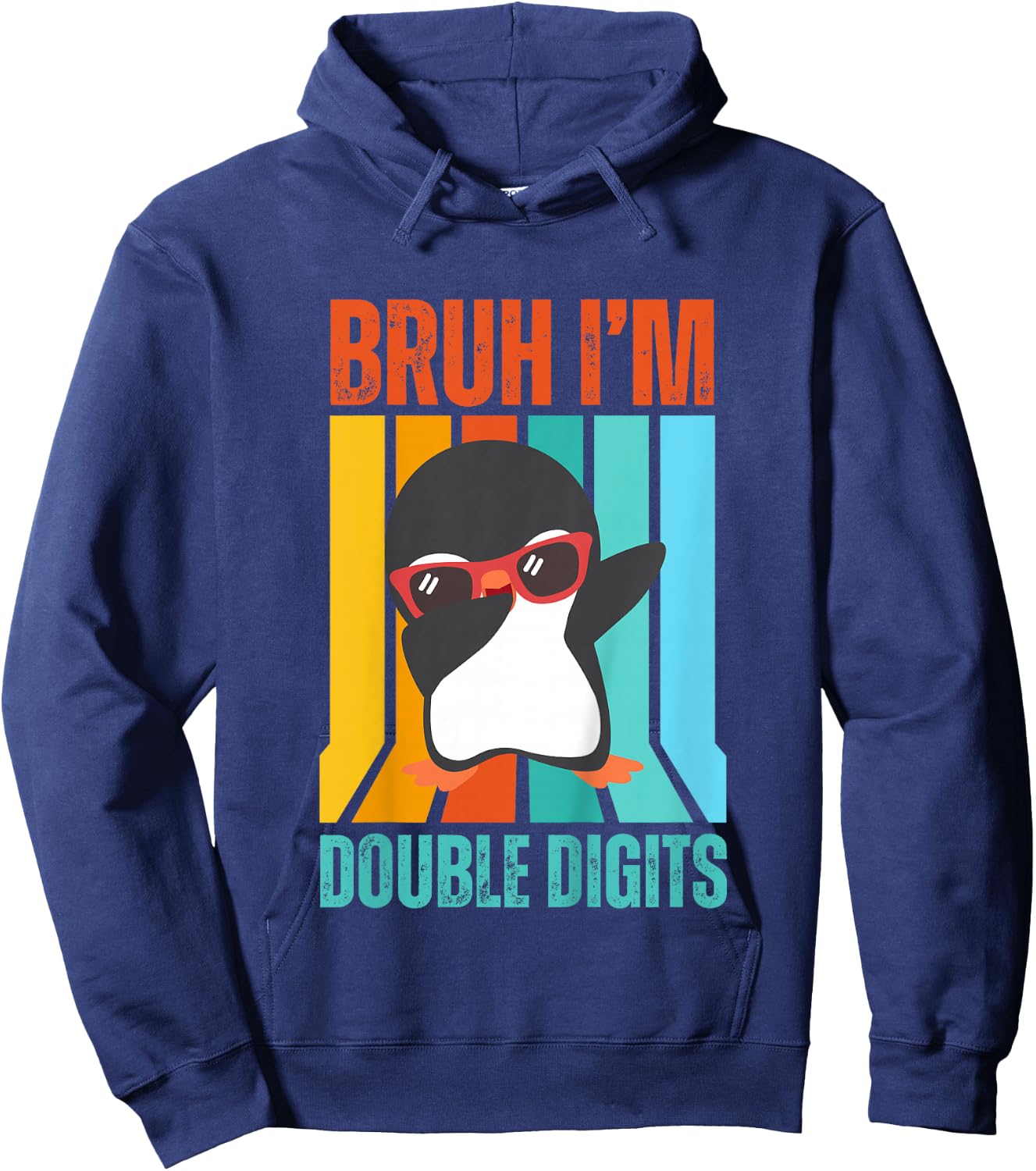 Bruh I'm Double Digits Dab Penguin 10th Birthday Hoodie - Hoodie | Navy