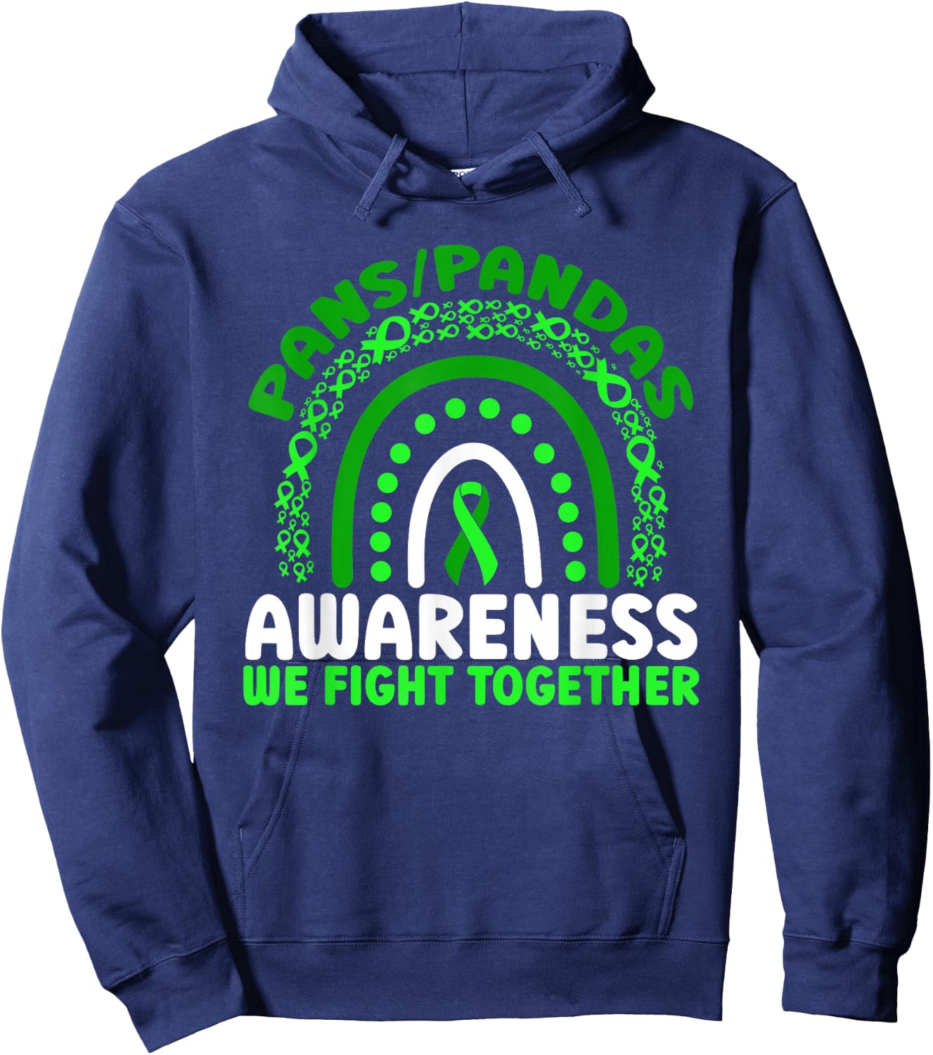 PANS-PANDAS Awareness We Fight Together Rainbow Hoodie - Hoodie | Navy