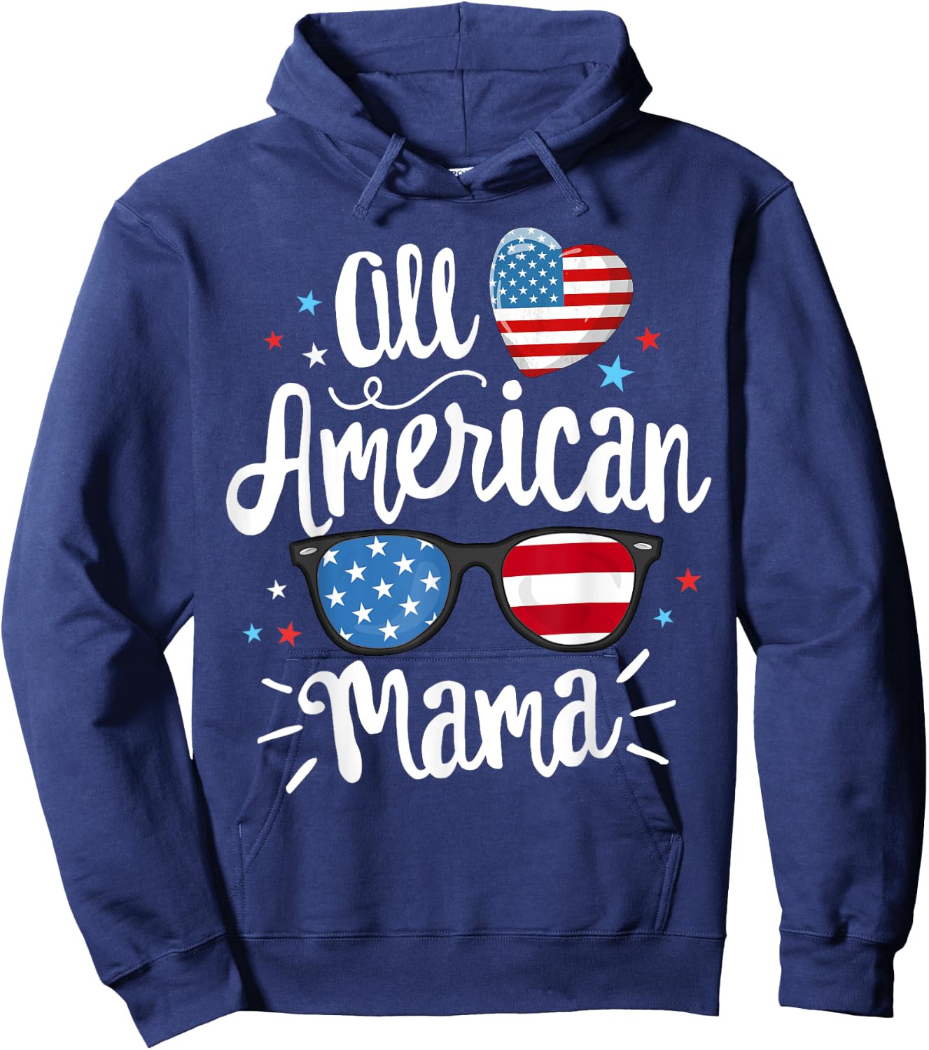 All American Mama Women American Flag 4th of July Patriotic Hoodie - Hoodie | Navy