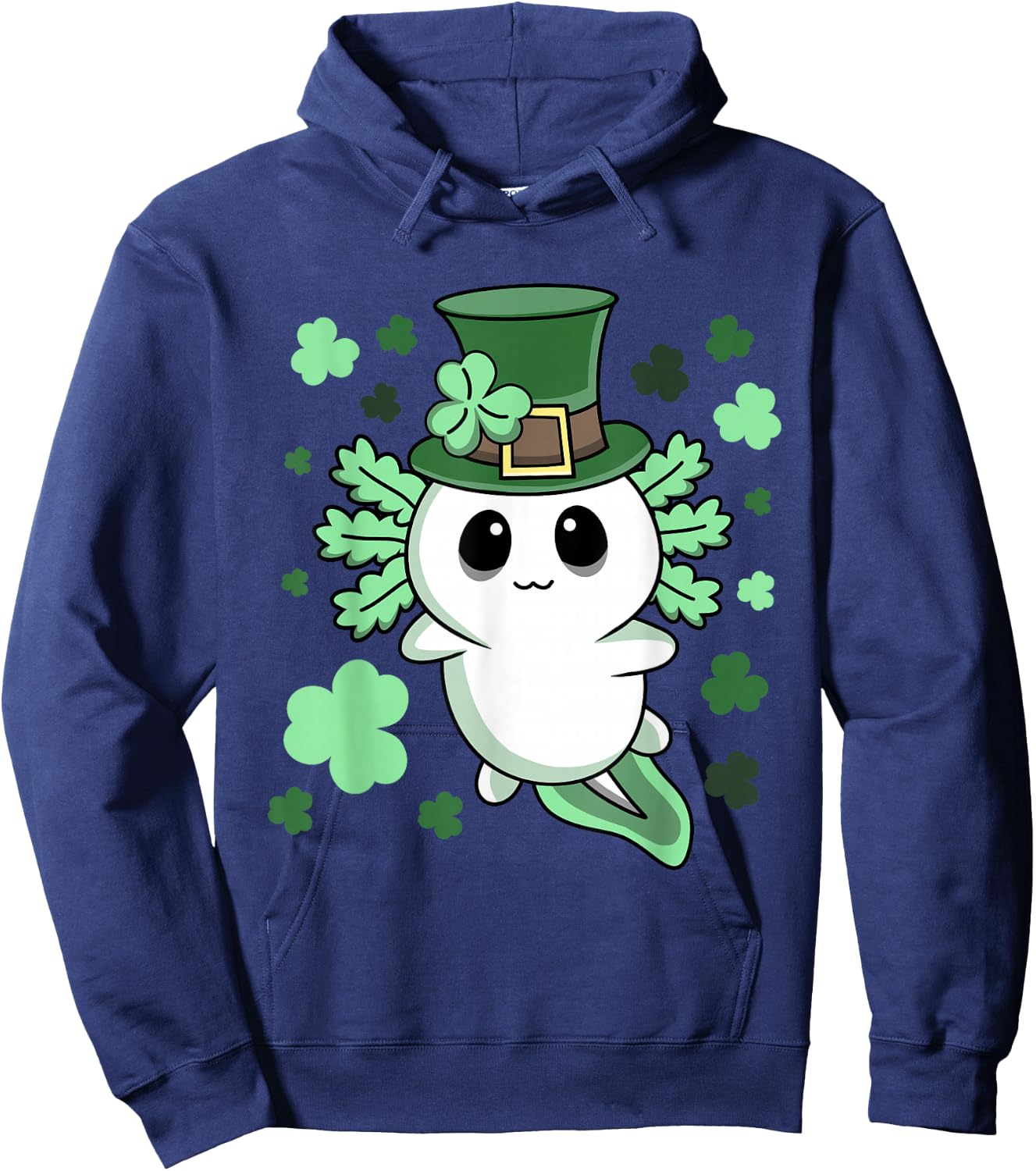 Cute Kawaii Irish St. Patrick's Day Axolotl Hoodie - Hoodie | Navy