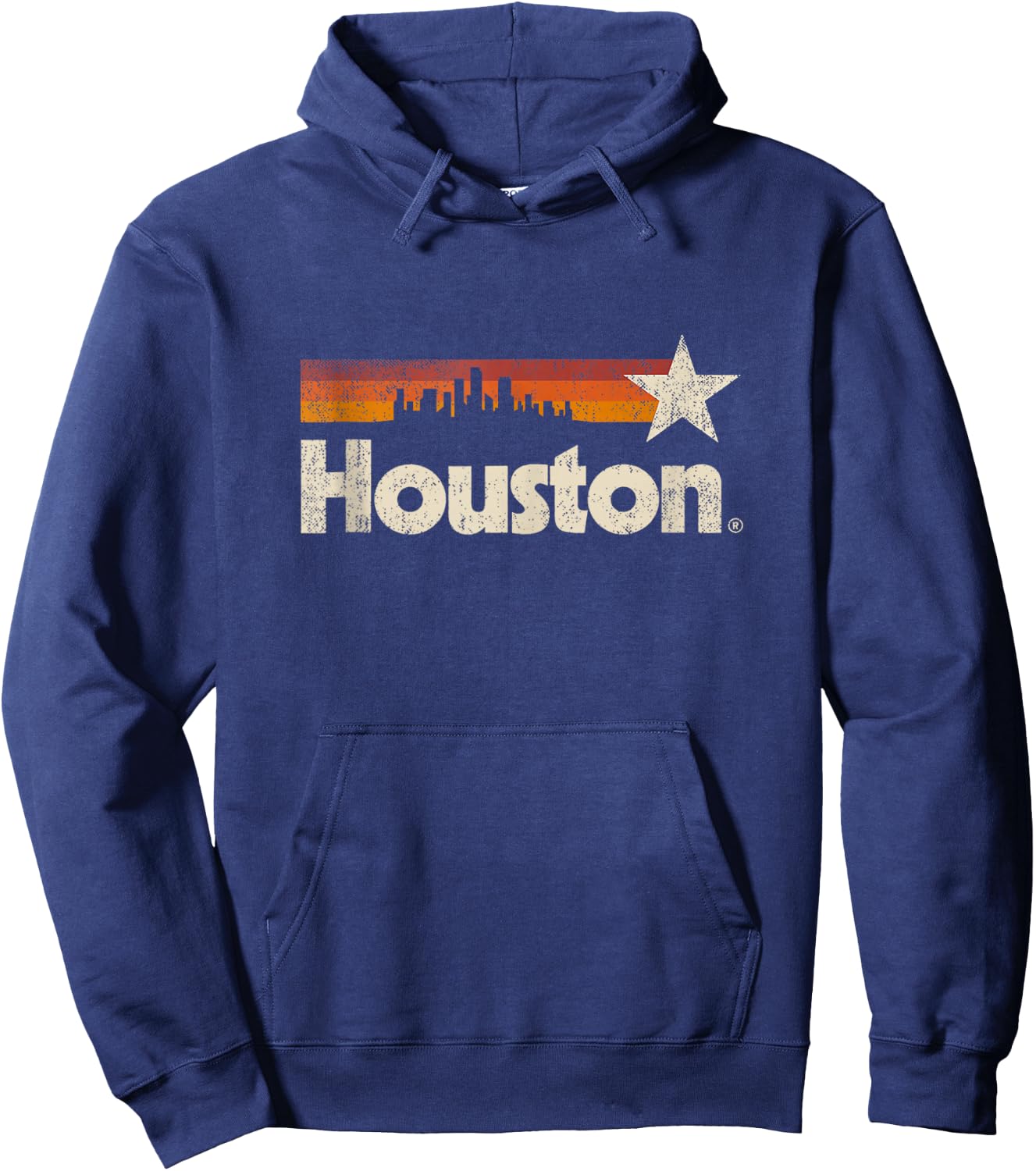 Vintage Houston City - Texas Houston Strong Stripes Hoodie - Hoodie | Navy