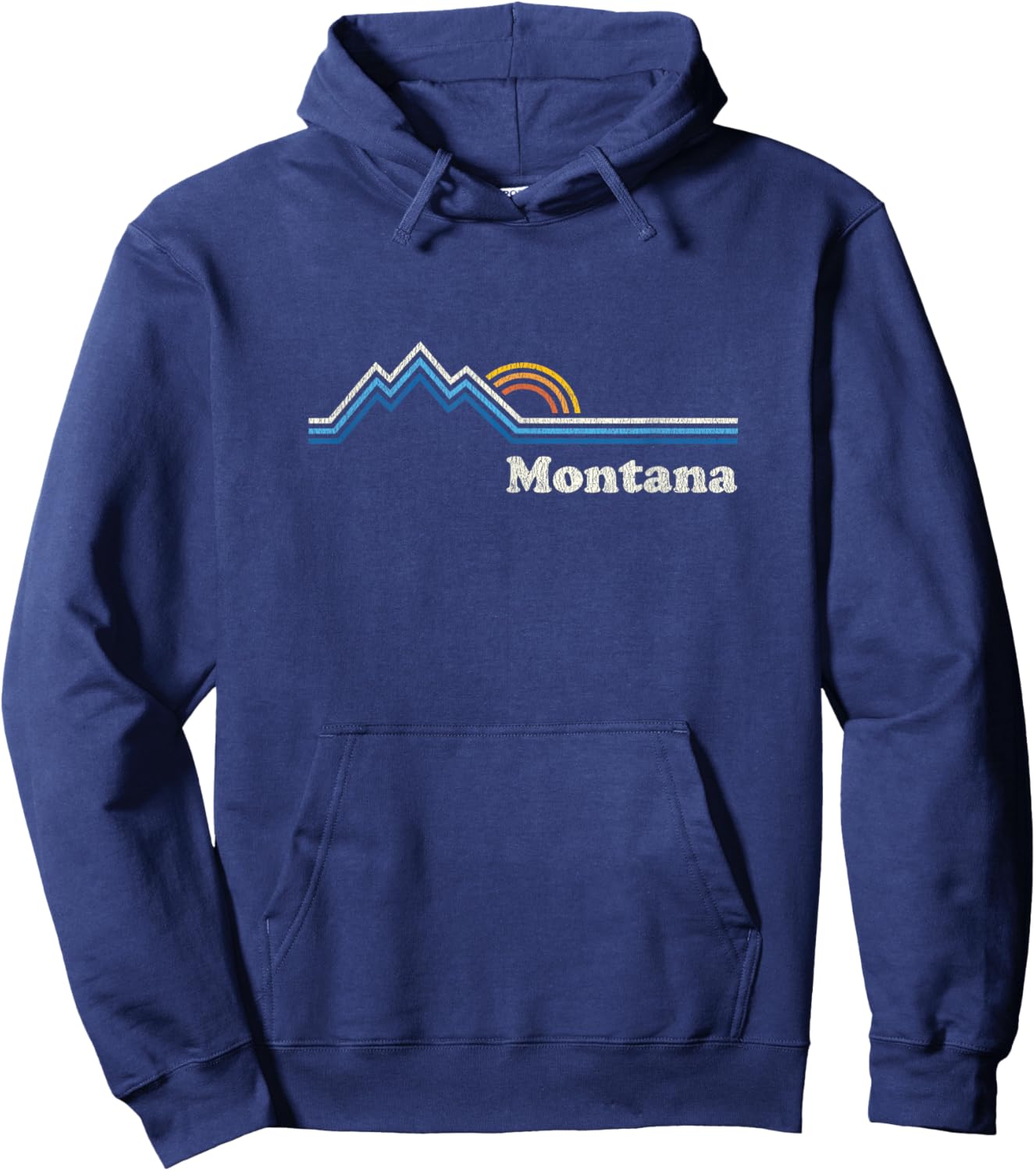 Retro Montana T Shirt Vintage Sunrise Mountains Design Hoodie - Hoodie | Navy