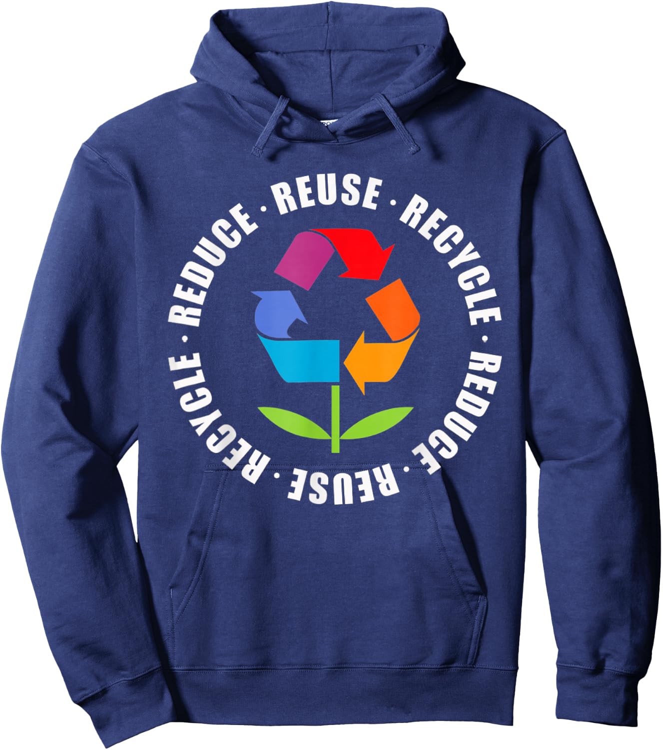 Reduce Reuse Recycle Flower Earth Day Hoodie - Hoodie | Navy