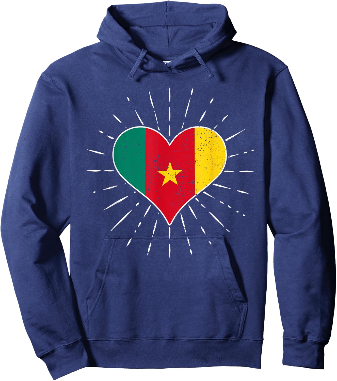 Vintage Cameroonian Flag Heart Cameroon Lovers Retro , Black, S Hoodie - Hoodie | Navy