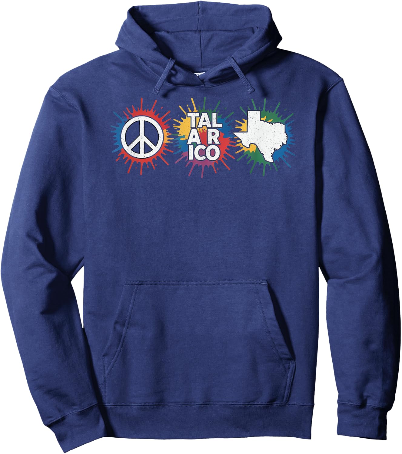 Texas Peace Sign Talarico Color Splash Political Design Hoodie - Hoodie | Navy