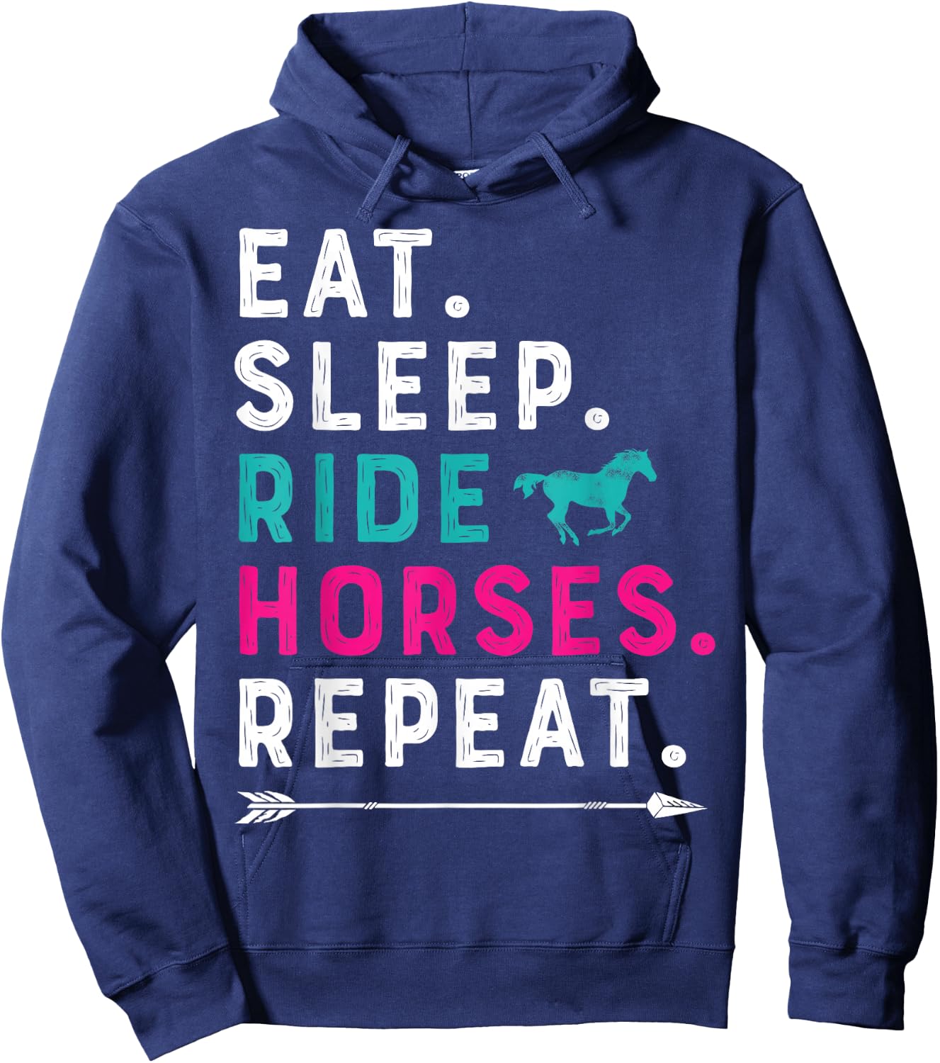 Horse Girl Eat Sleep Ride Horses Repeat Horseback Riding Hoodie - Hoodie | Navy