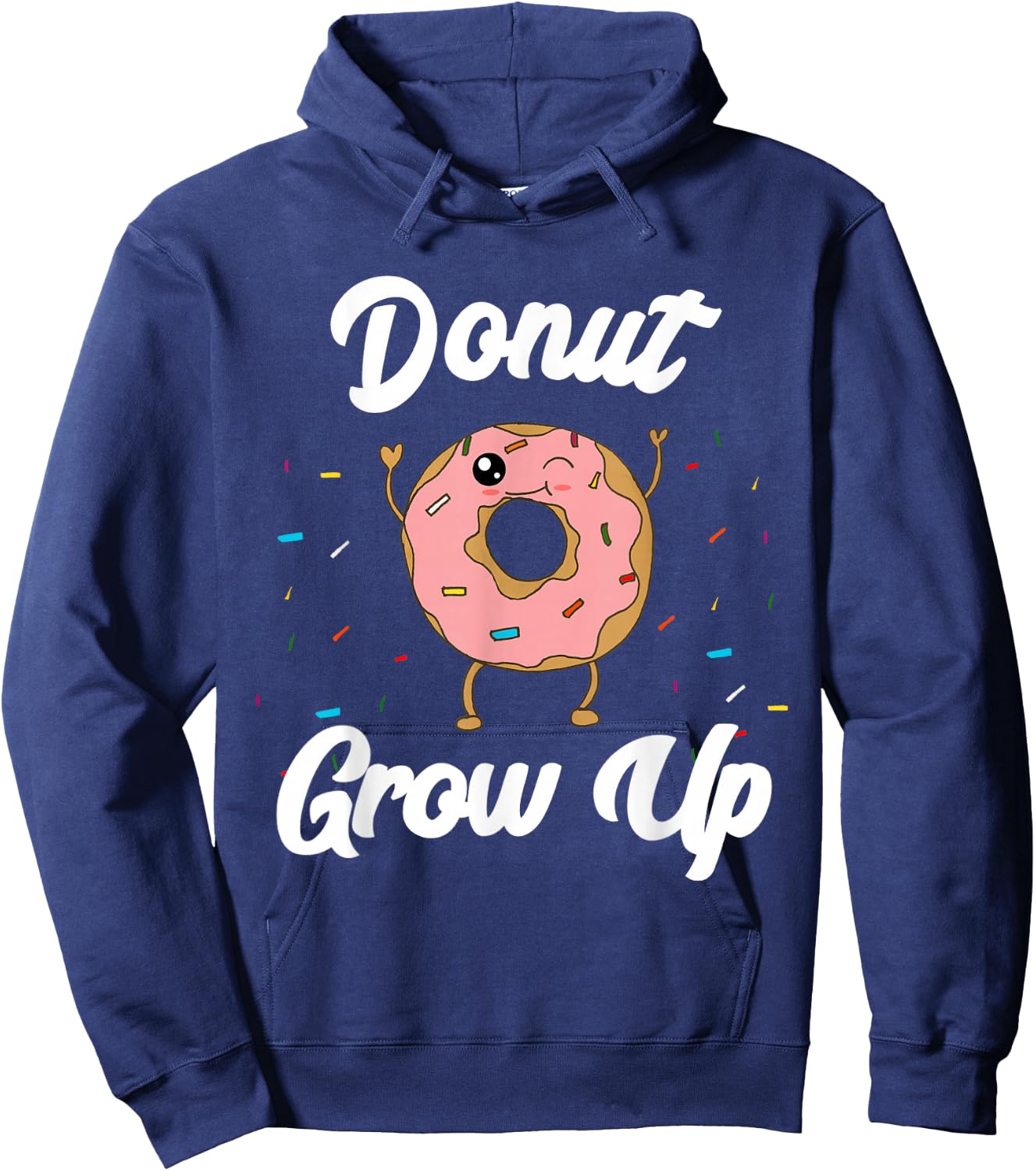 Donut Grow Up Funny Kids Donut Theme Birthday Quote Pun Girl Hoodie - Hoodie | Navy