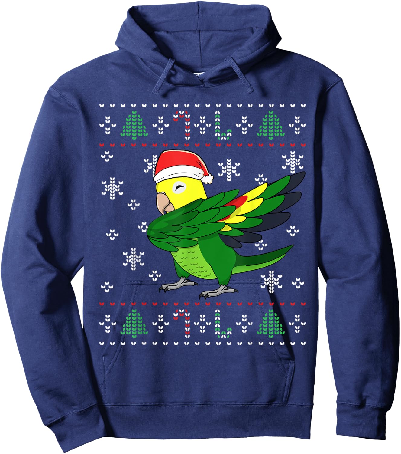 Dabbing Double Yellow-headed Amazon Parrot I Ugly Christmas Hoodie - Hoodie | Navy