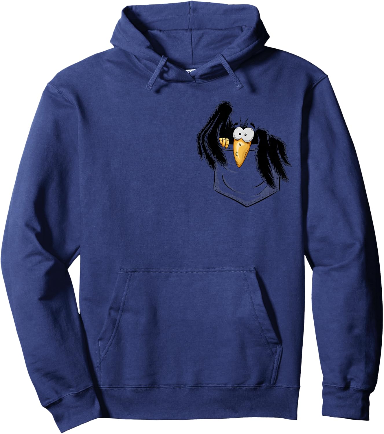 Funny Crow Little Black Raven In Pocket , gray Hoodie - Hoodie | Navy