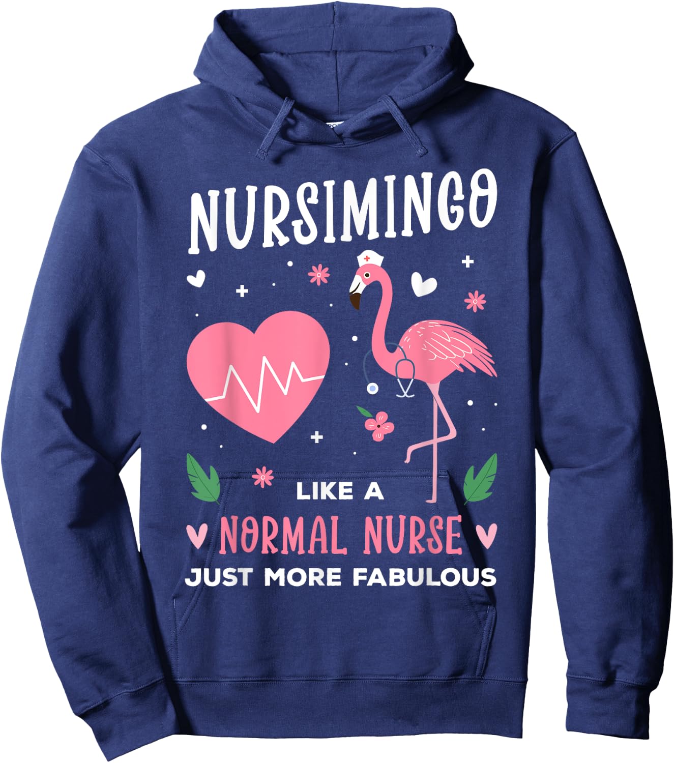 Nursimingo Pink Flamingo Nurse Funny Nursing Students Hoodie - Hoodie | Navy