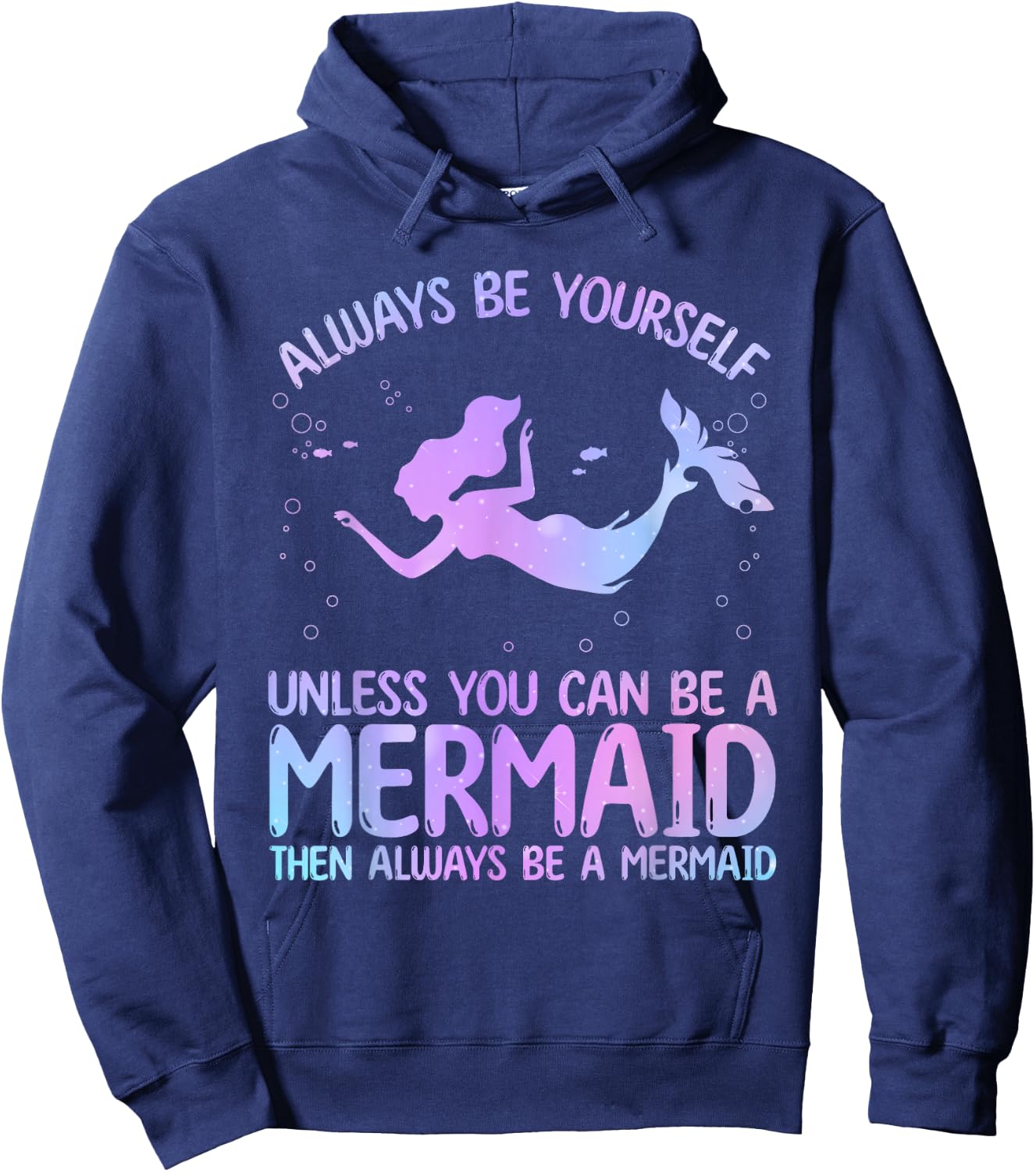 Cute Mermaid Art Girls Sea Creature Mermaid Lover Hoodie - Hoodie | Navy